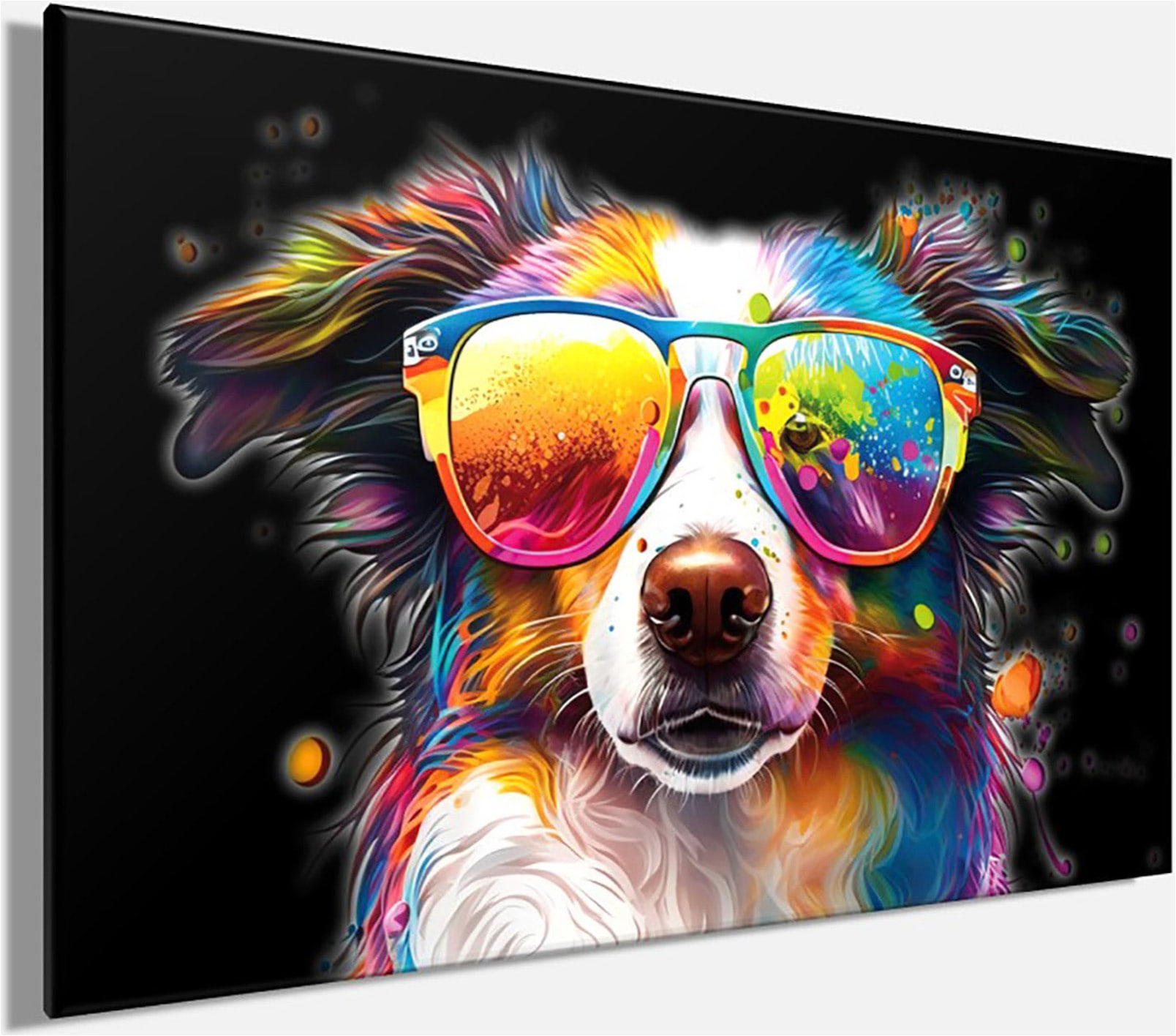 Bönninghoff Leinwandbild »Wandbild BUNTER HUND 60x90 cm – Leinwandbild Keilrahmen Deko modern« Humor | Hunde | Hundebilder | Pop Art | Tiere 1 Stk. tlg. auf Keilrahmen gespannt