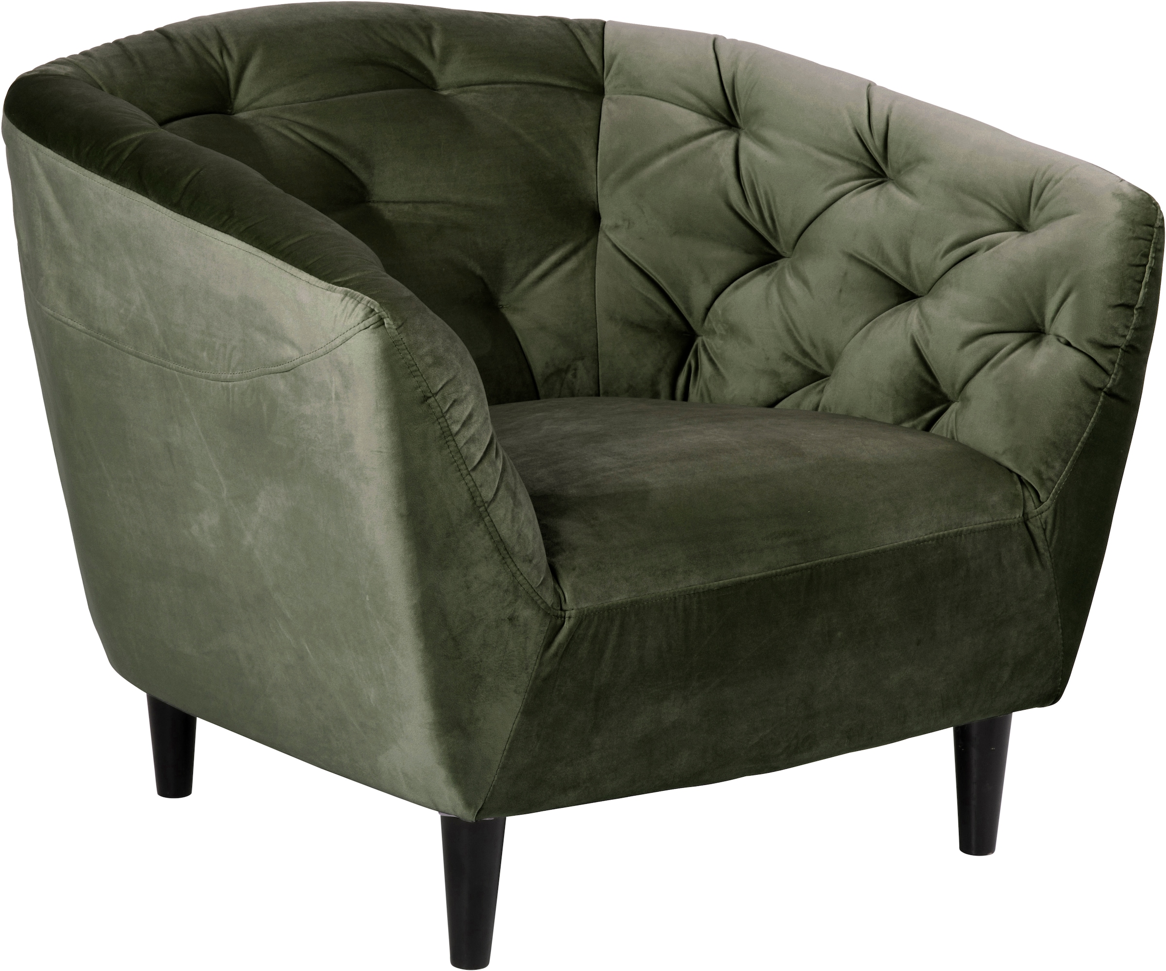ACTONA GROUP Fauteuil lounge »Ria Armlehnstuhl, Polstersessel, Einzelsofa, Relaxsessel,« fauteuil 1 place, tissu velours, pieds en bois massif, ressorts ensachés, capitonnage