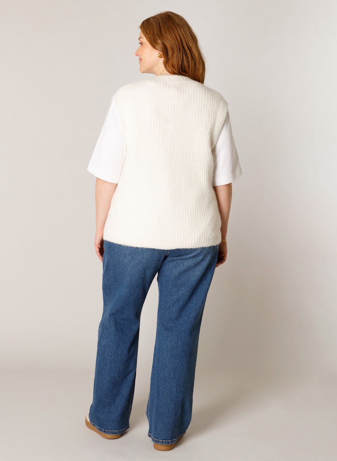 Base Level Curvy Gilet tricoté »Nelly« sans manches - avec patte de boutonnage / grandes tailles