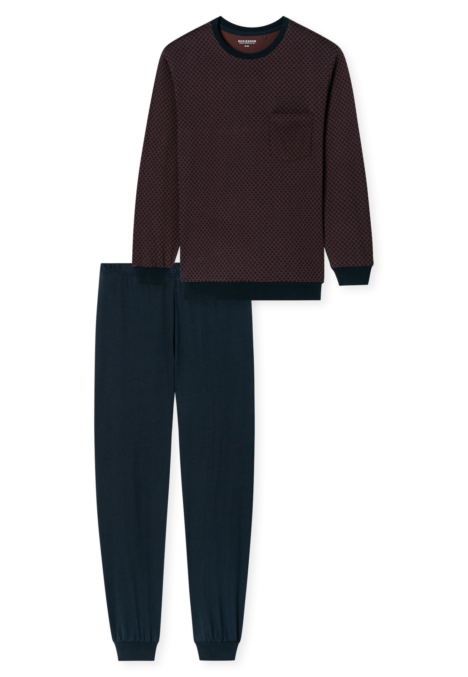 Schiesser Schlafanzug »Comfort Essentials« 2 tlg. mit angenehmen Bündchen