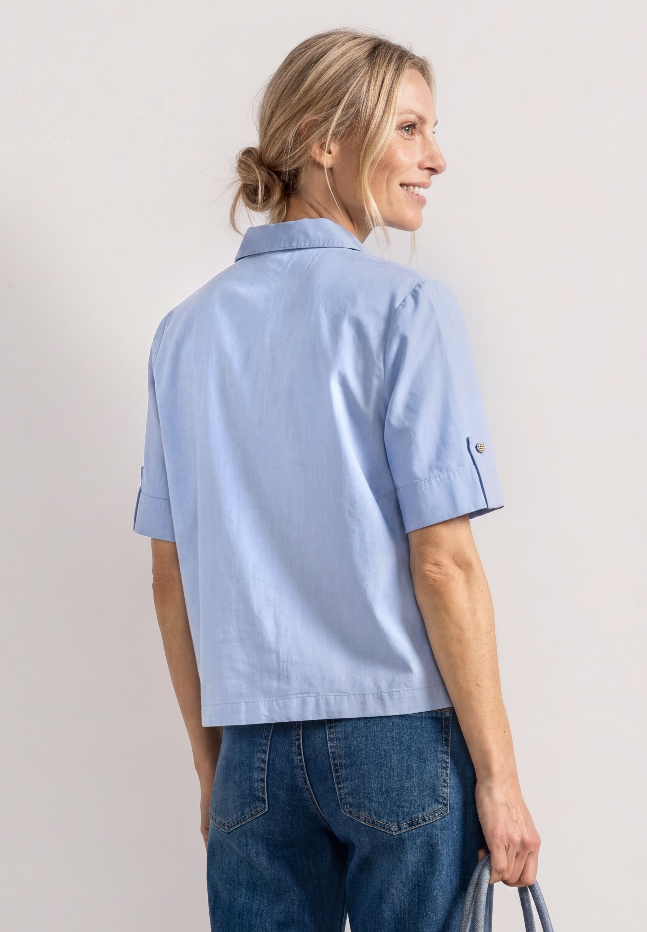 STREET ONE Blouse à manches courtes Blouse d'été à manches courtes avec col chemisier