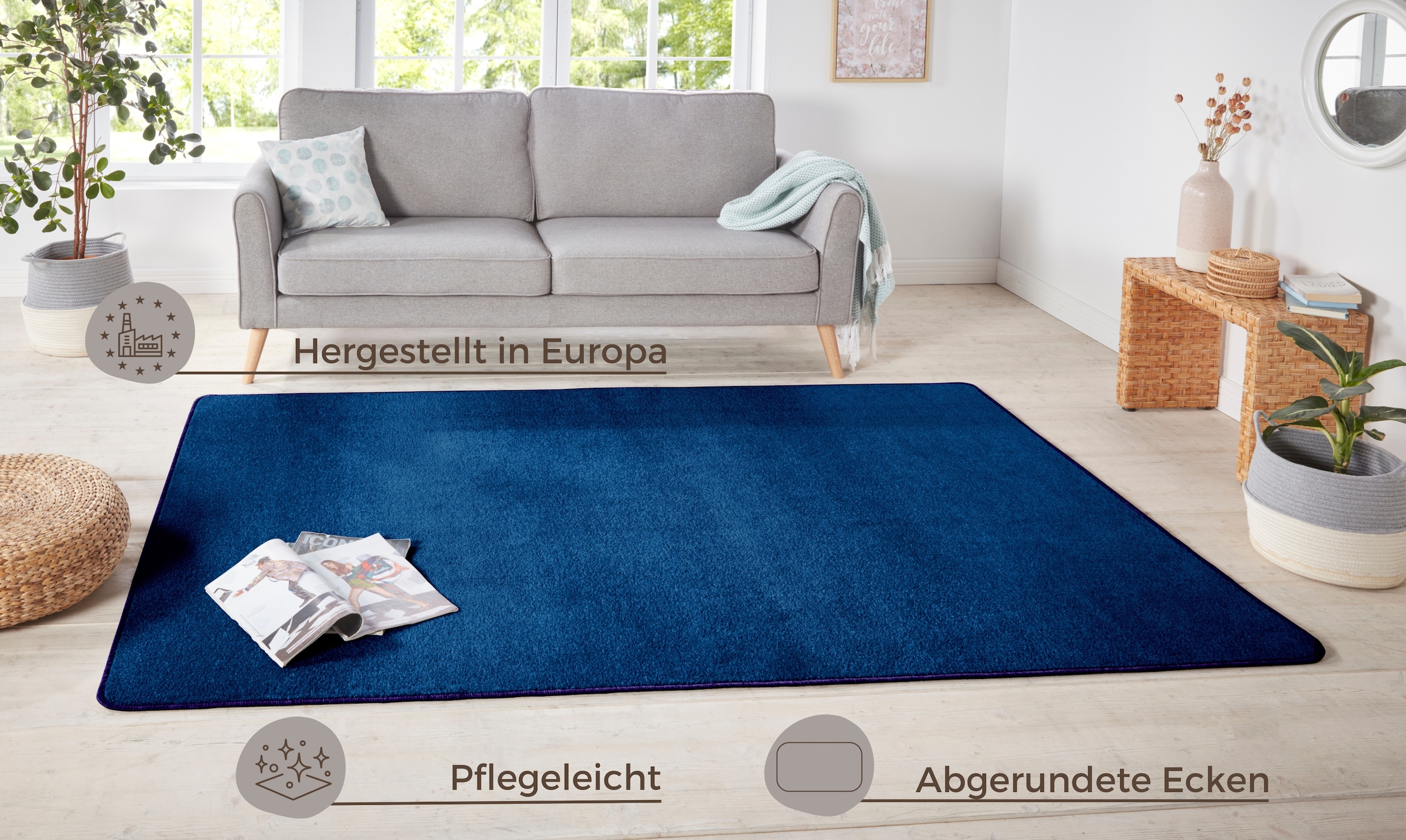 HANSE Home Teppich »Shashi« rechteckig 8,5 mm Höhe Kurzflor, Unifarben, Läufer, weich, Esszimmer, Kinderzimmer, Flur