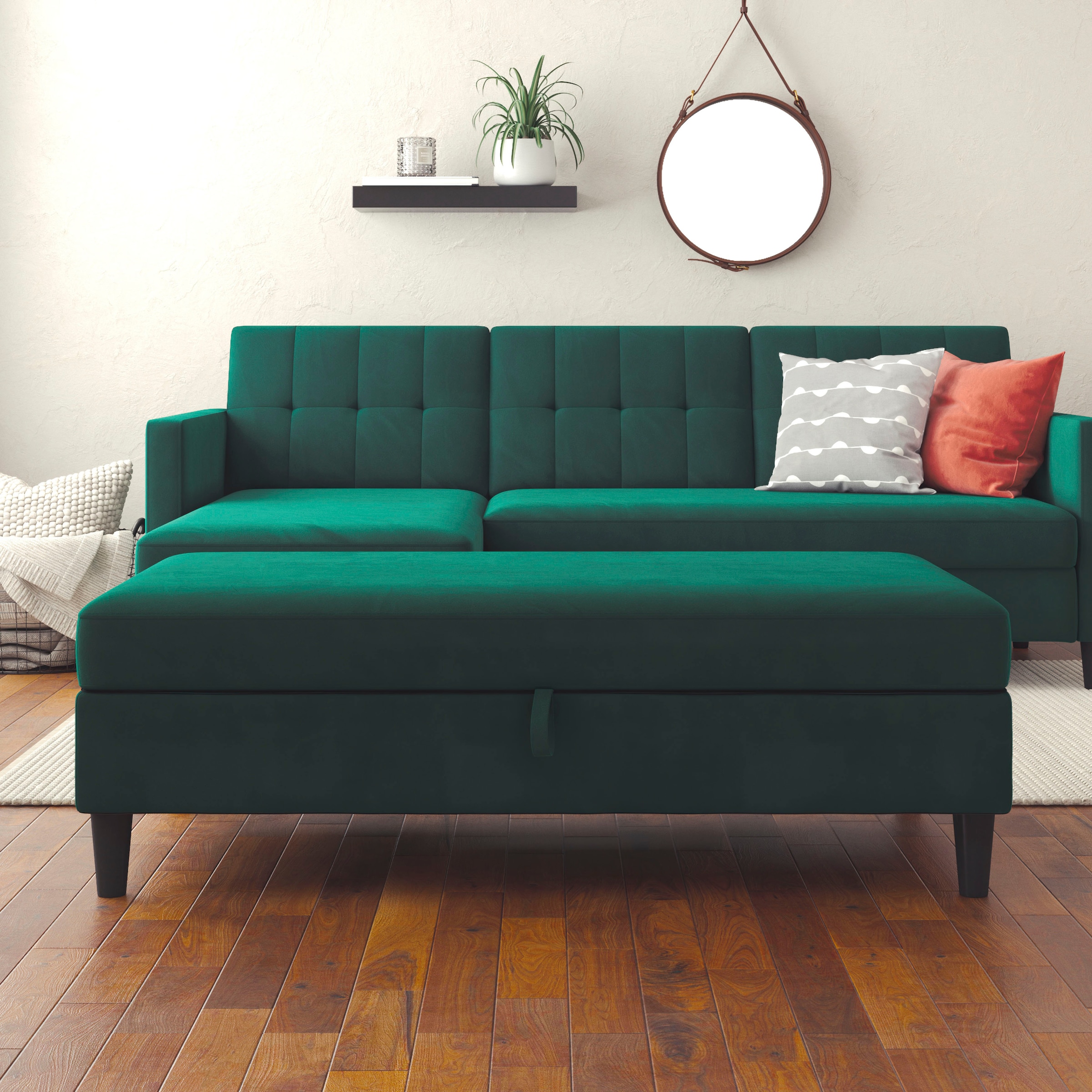 Dorel Home Tabouret de rangement »Hartford« Polsterhocker mit Stauraum, frei im Raum stellbar, Sitzhöhe 43 cm