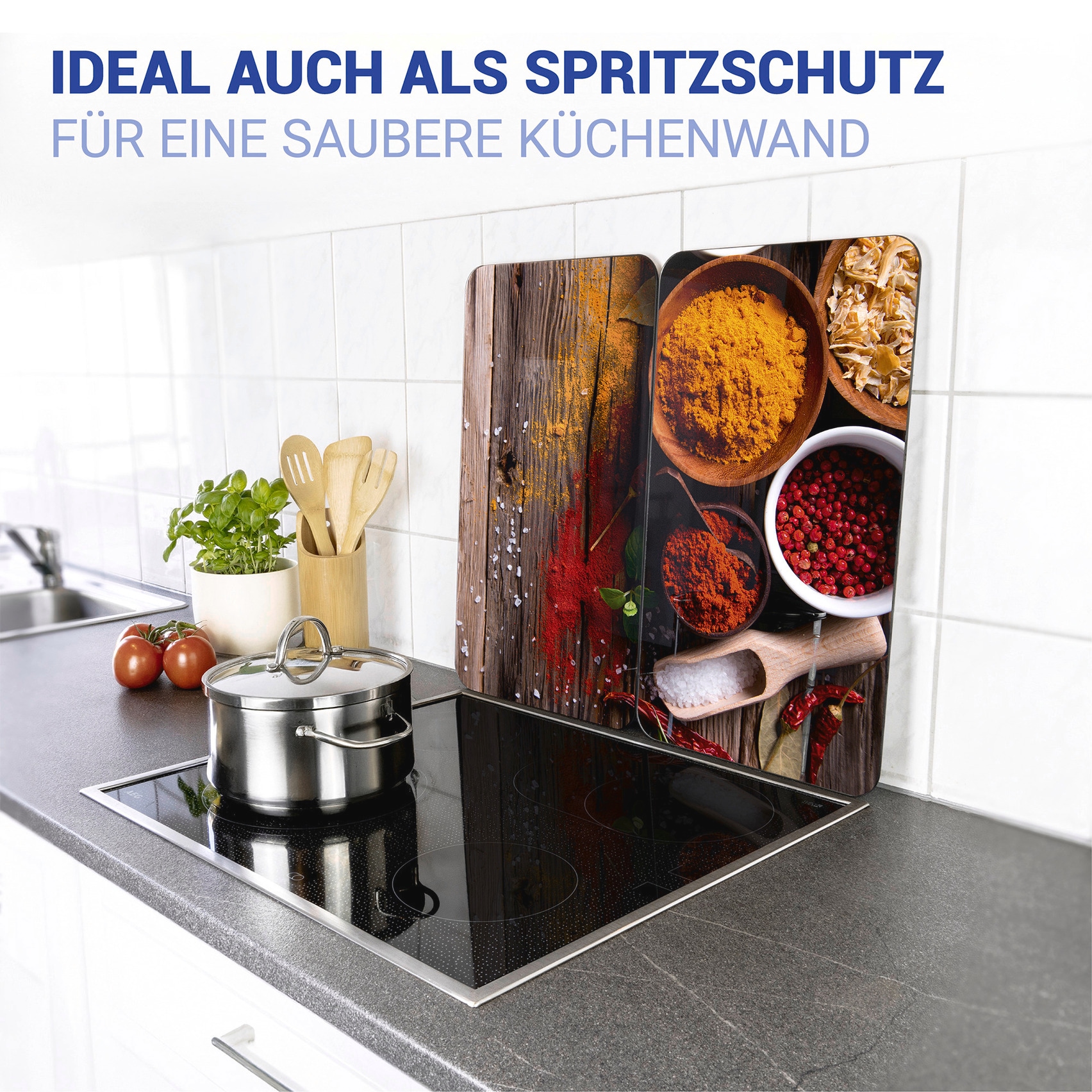 WENKO Herd-Abdeckplatte »Universal Modell Gewürze« Herdabdeckung für alle Herdarten, kratzfest, mit rutschfesten Füssen