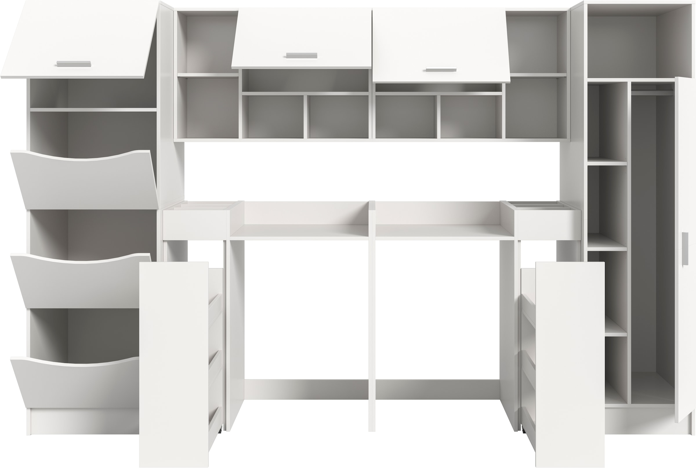 welltime Ensemble de meubles de salle de bain »FALAS, TOPSELLER!, 8-teilig, Hauswirtschaftsraum Set, Breite 300 cm« Set, Wäscheschrank, Hängeschrank,Standregal, Umbauschrank, Mehrzweckschrank, 8 cuis tlg.