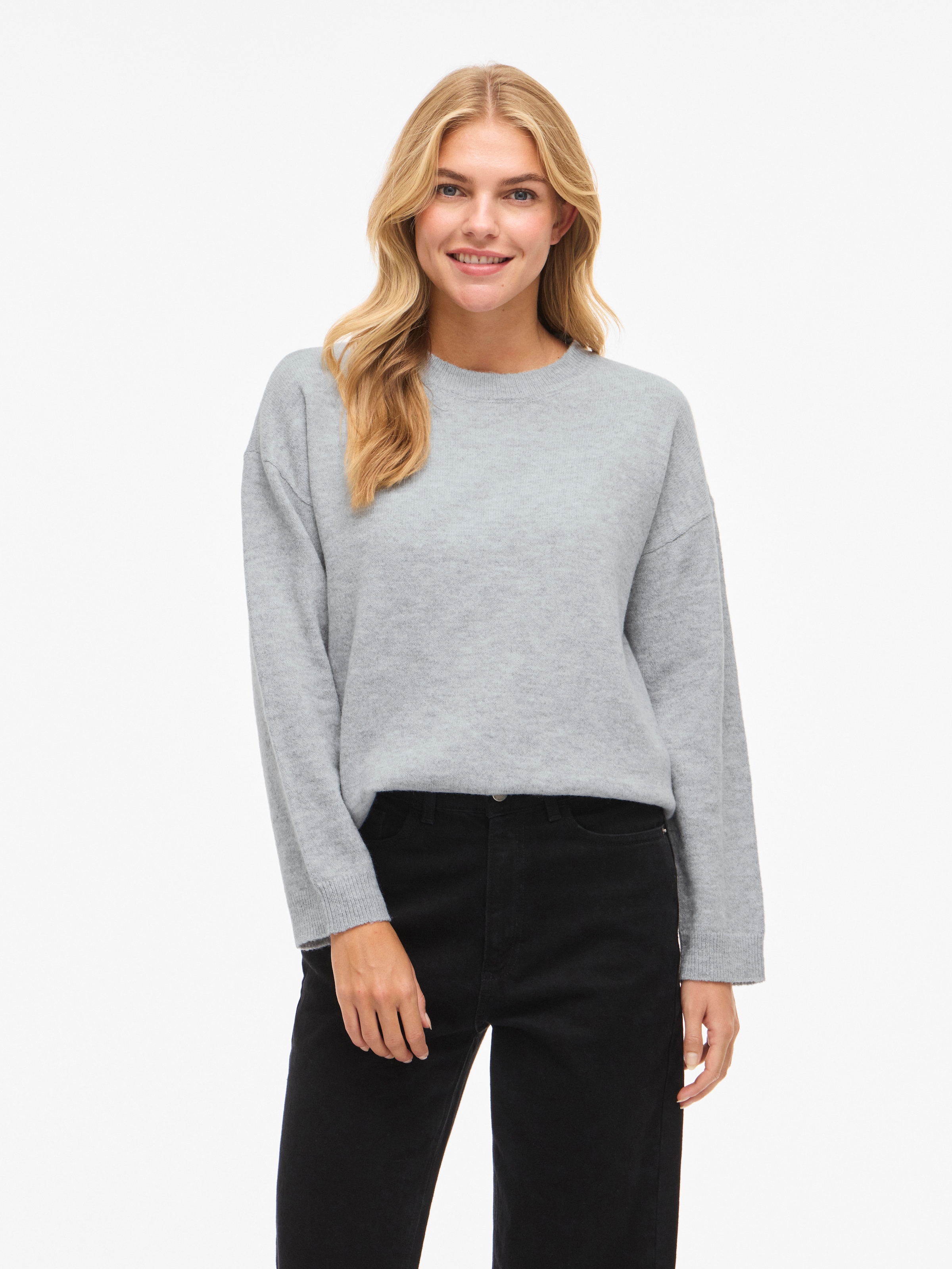 Vila Pull en tricot »VILIGA L/S O-NECK KNIT TOP - NOOS« Materialmix, relaxed fit