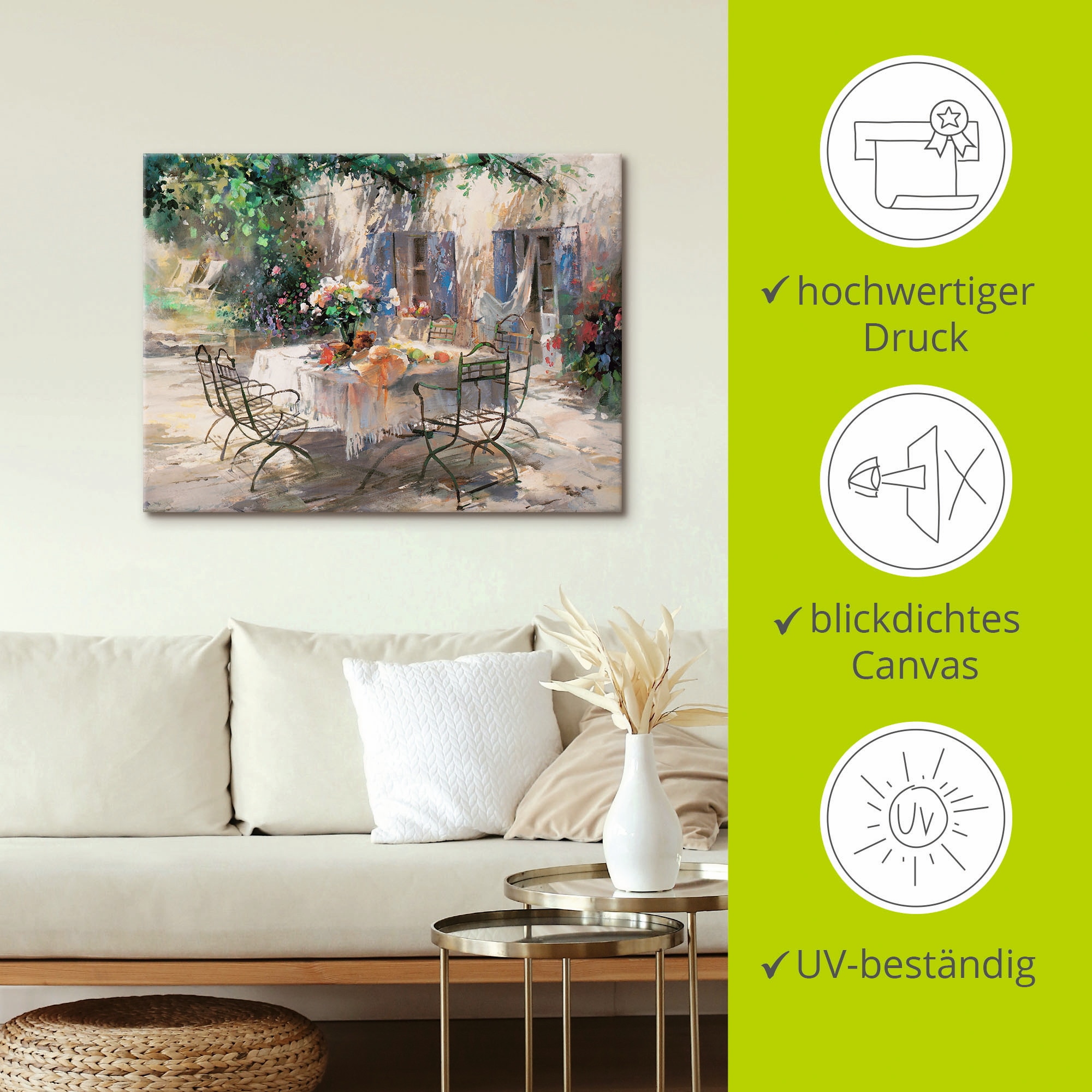 Artland Tableau sur toile »Schatten Garten« 1 cuis tlg. auf Holzrahmen gespannt