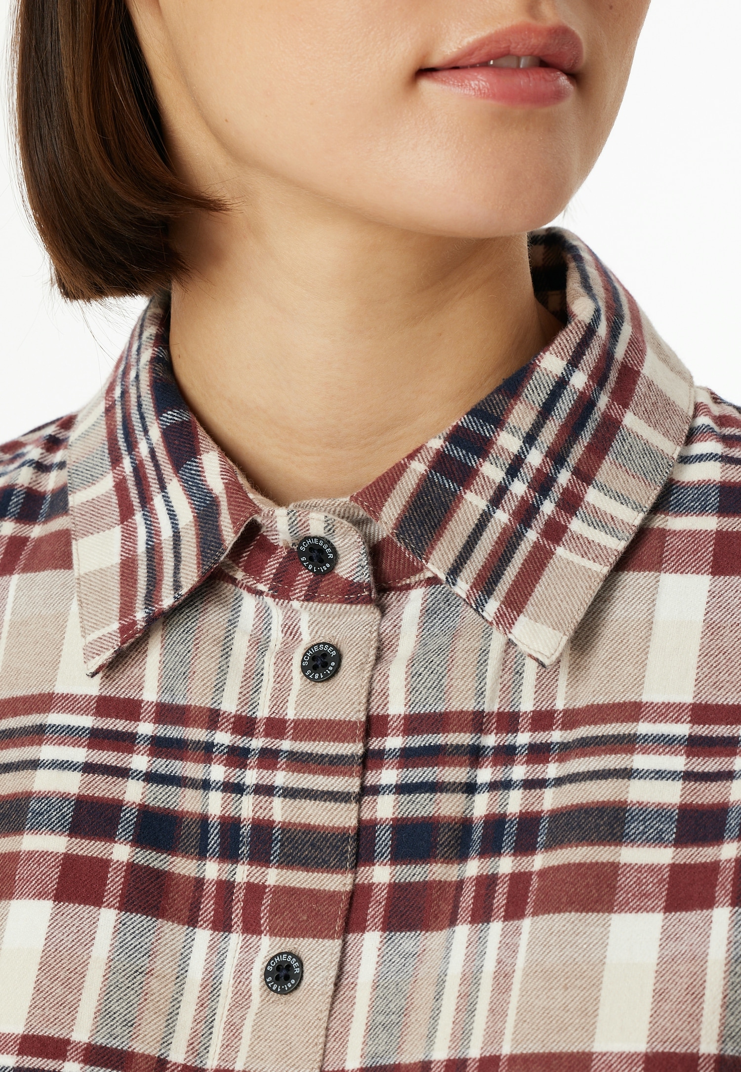 Schiesser Schlafanzug »Familiy« 2 tlg. kariert, Knöpfe vorn, Baumwolle, langärmelig