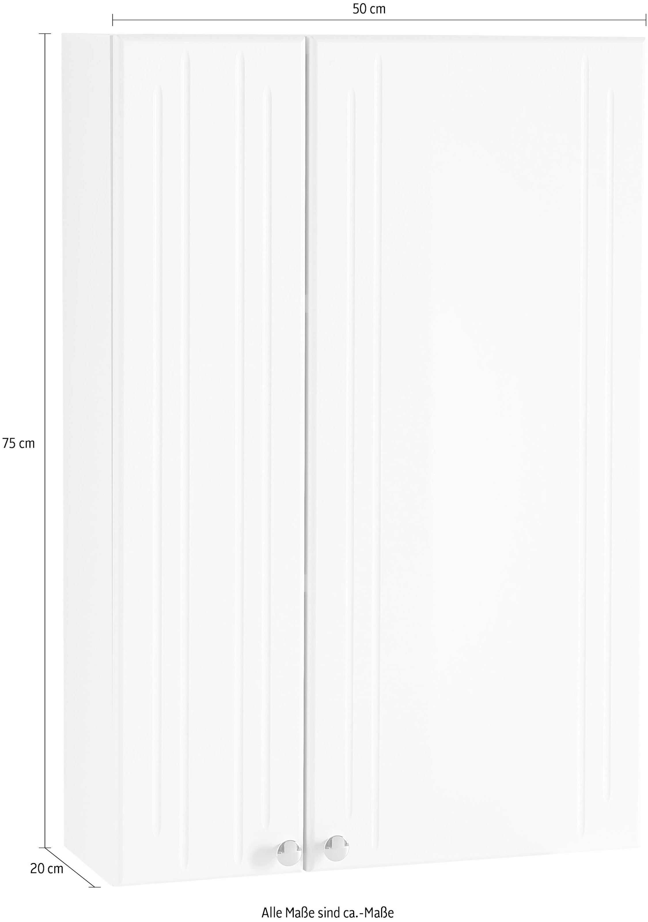 Saphir Armoire suspendue »Quickset 955 Wand-Badschrank 50 cm breit mit 2 Türen, 2 Einlegeböden« armoire suspendue salle de bain, blanc brillant, poignées chromées brillantes