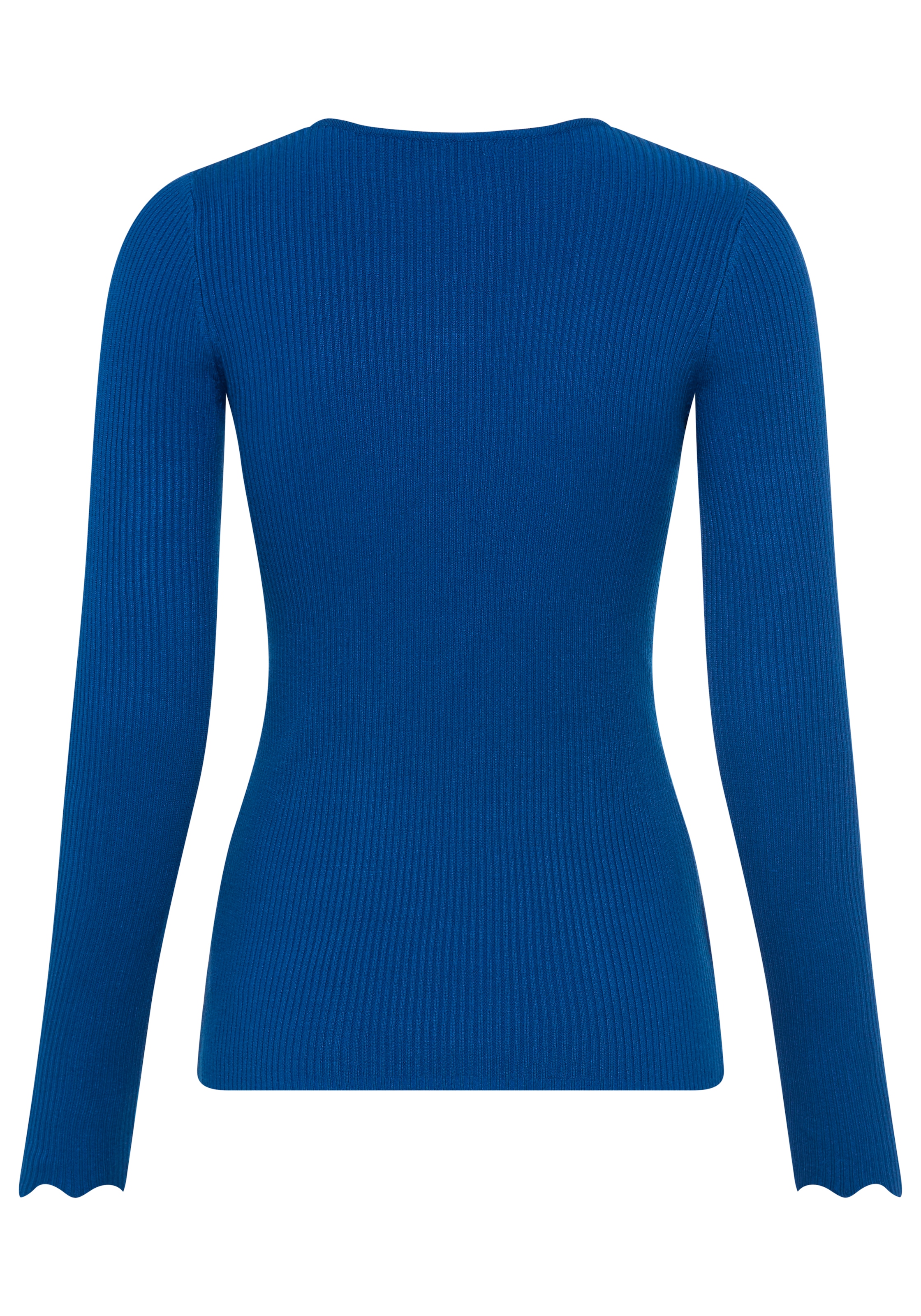 Laura Scott V-Ausschnitt-Pullover mit femininer Wellenkante