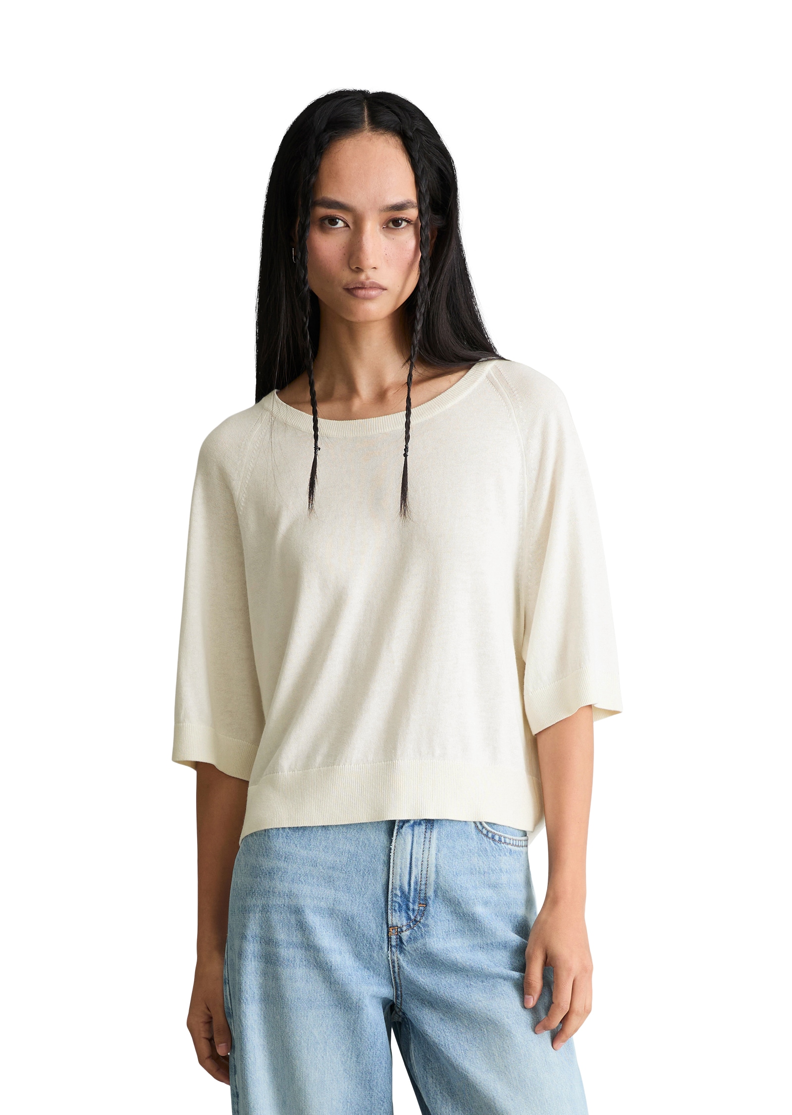Marc O'Polo DENIM Pull à manches courtes relaxed aus weichem Organic-Cotton-Modal-Mix