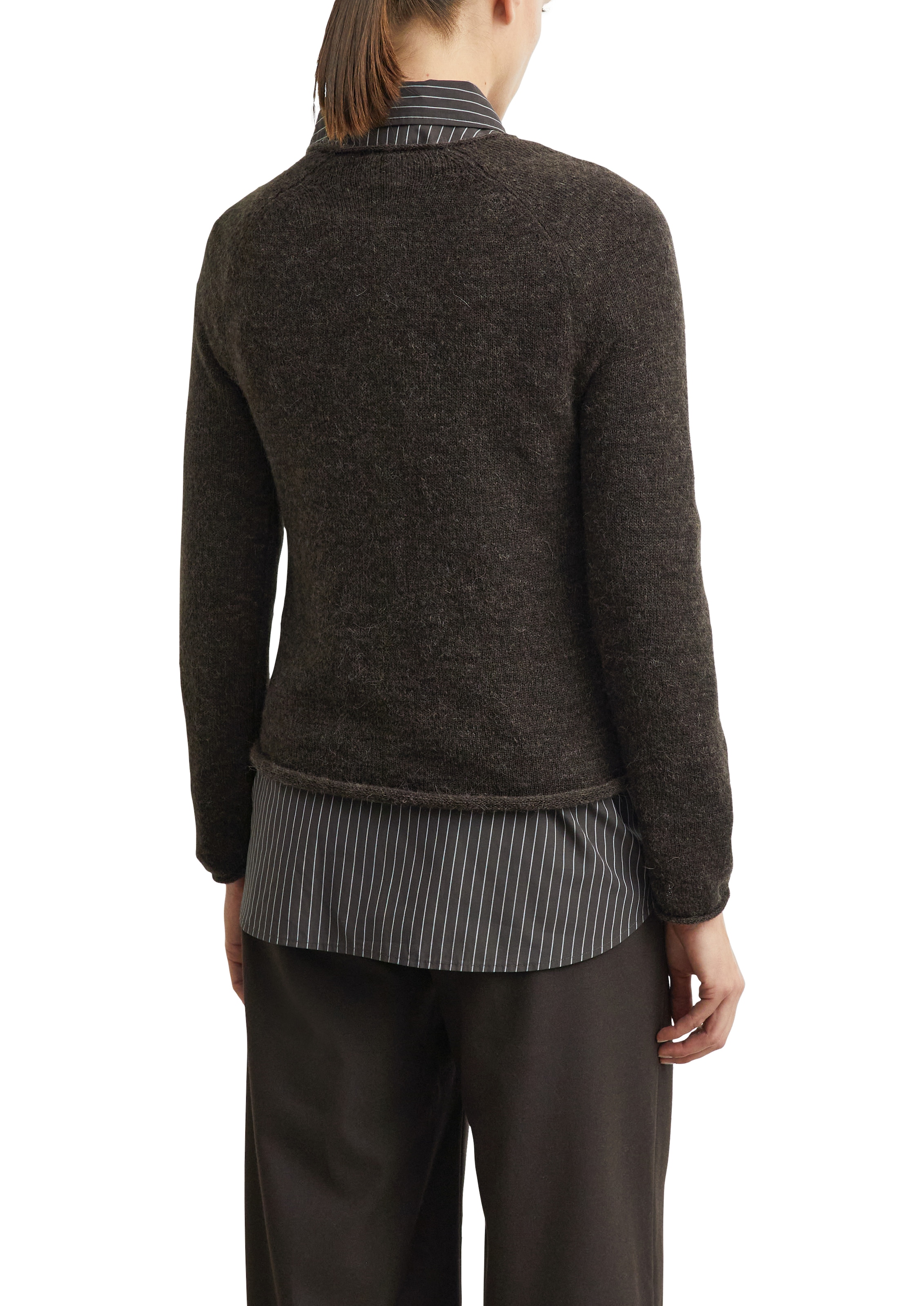 Comma Strickpullover Schmaler Pullover aus Alpaka-Wolle-Mix