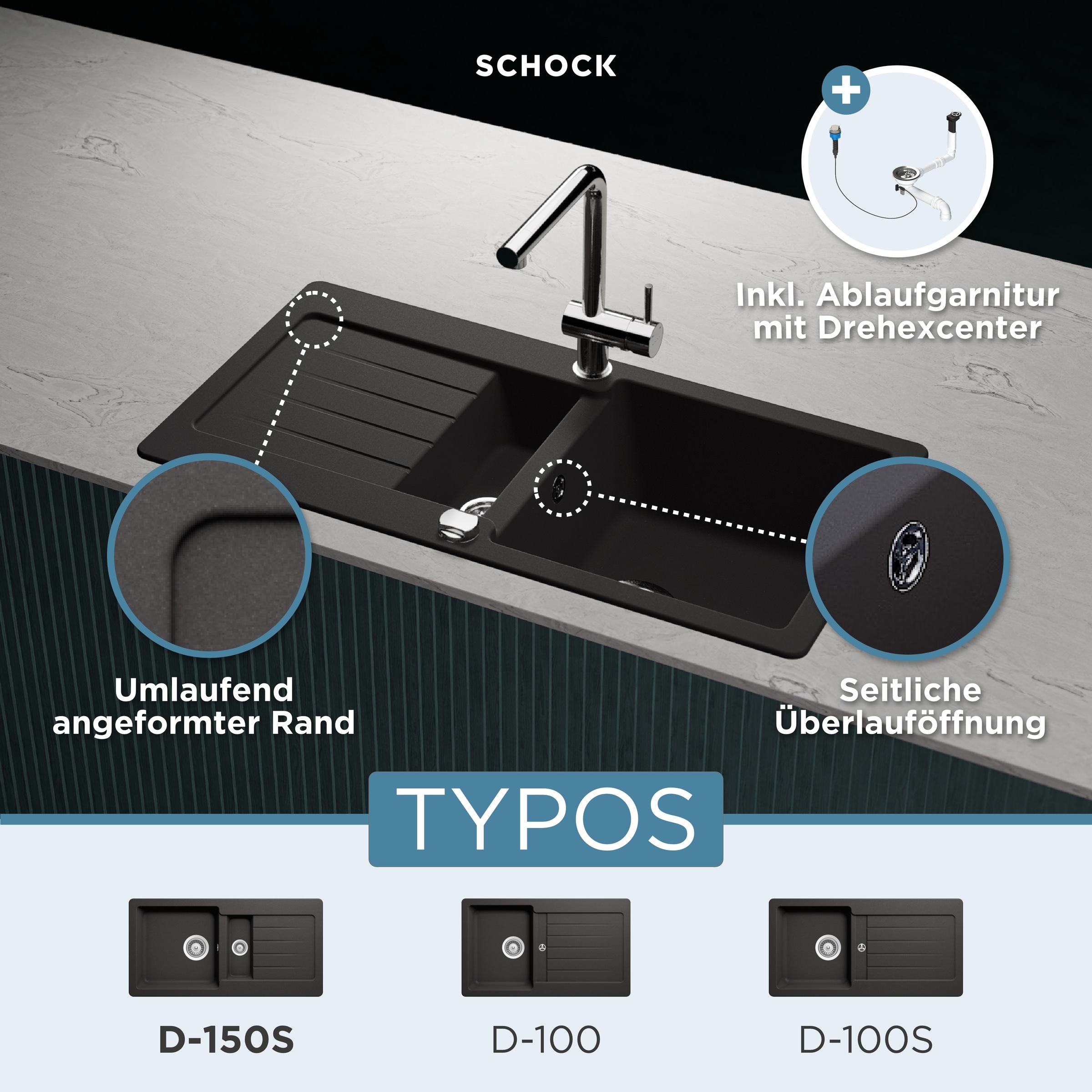 Schock Granitspüle »Typos DS« mit Restebecken