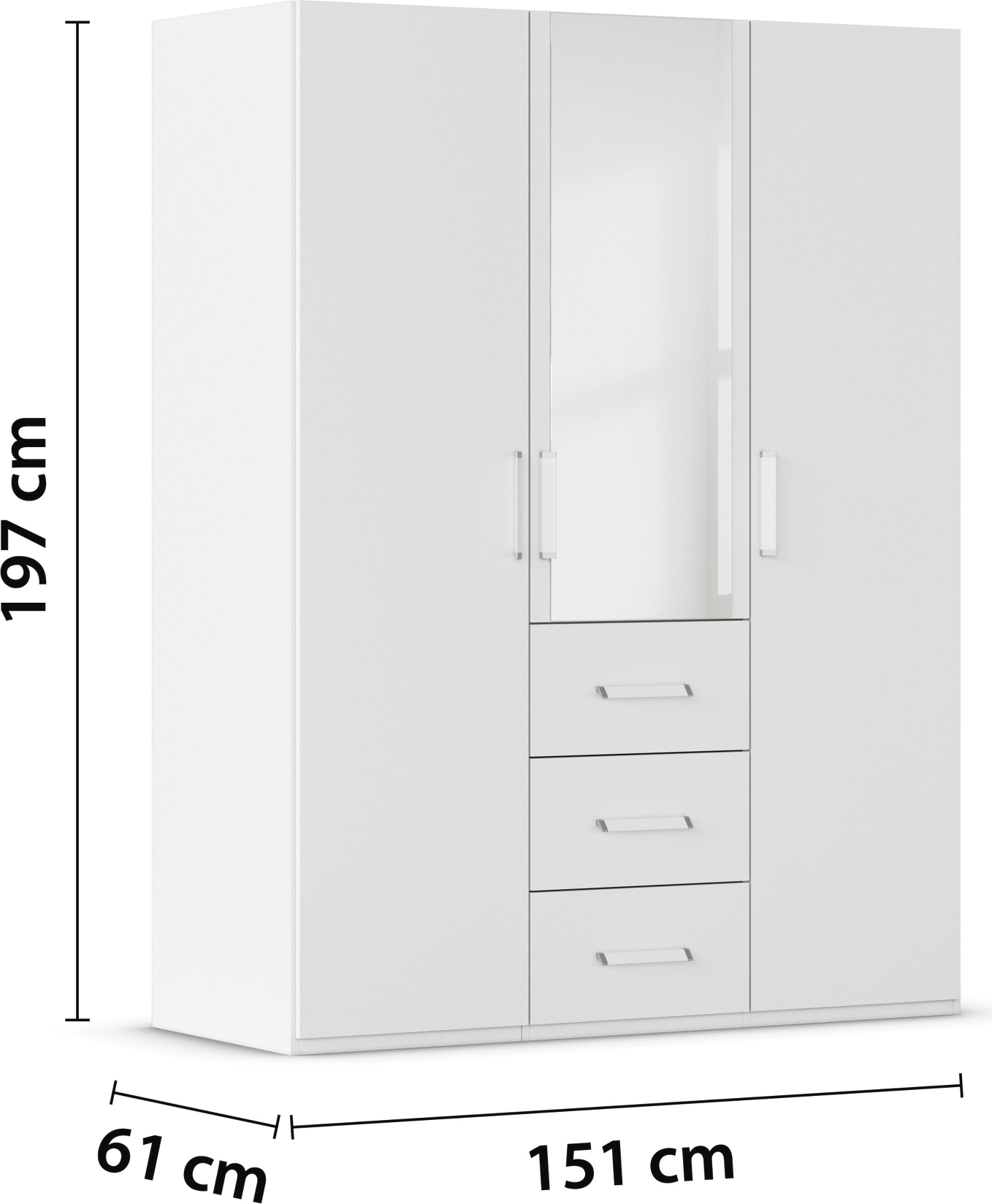 rauch Armoire à portes battantes »Kleiderschrank Schrank Garderobe Schlafzimmerschrank EVELYN« Disponible en 2 hauteurs 197 ou 210 cm, fonction SOFT-CLOSE incluse,  au style élégant avec tiroirs 3 largeurs et 2 hauteurs MADE IN GERMANY