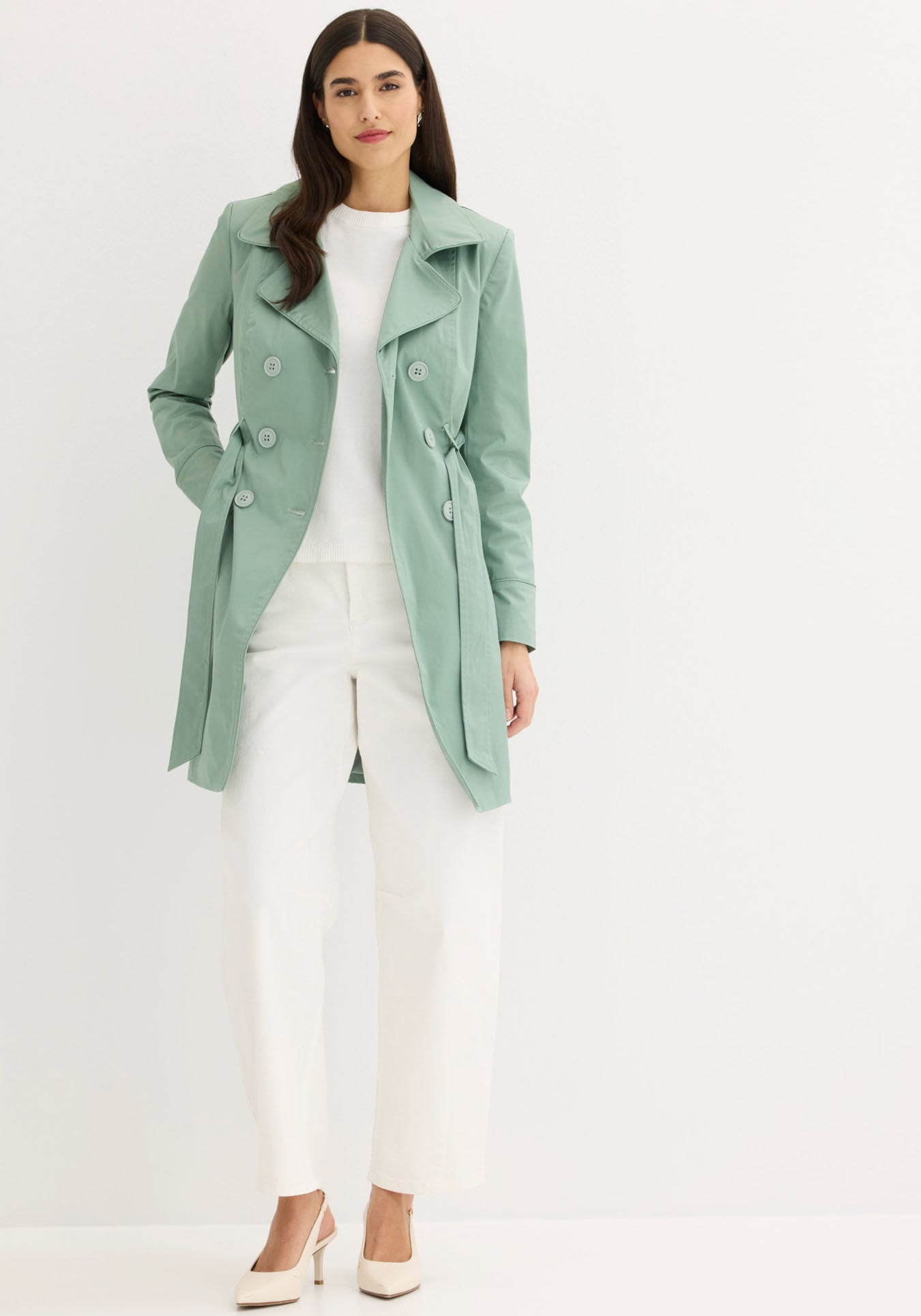 bonprix Trench-coat mit abnehmbarem Bindegürtel, 2-Reiher