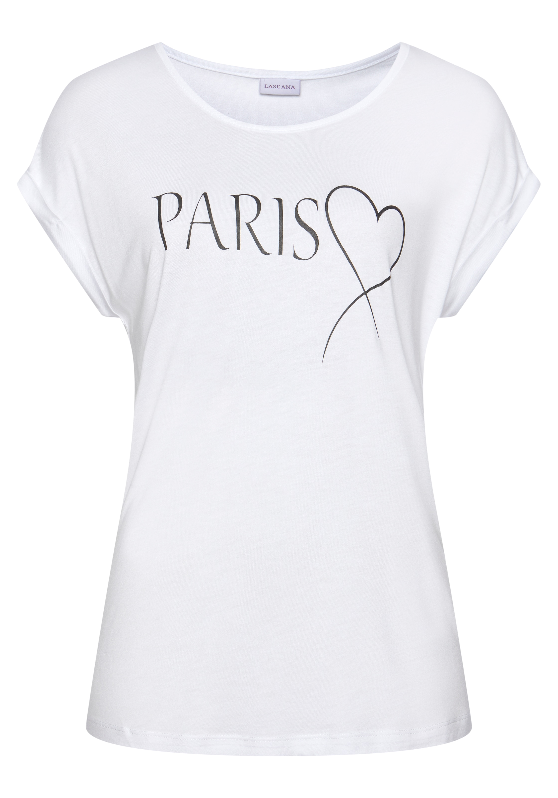 LASCANA T-shirt à manches courtes mit Frontprint, T-Shirt aus weicher Viskose, casual-chic