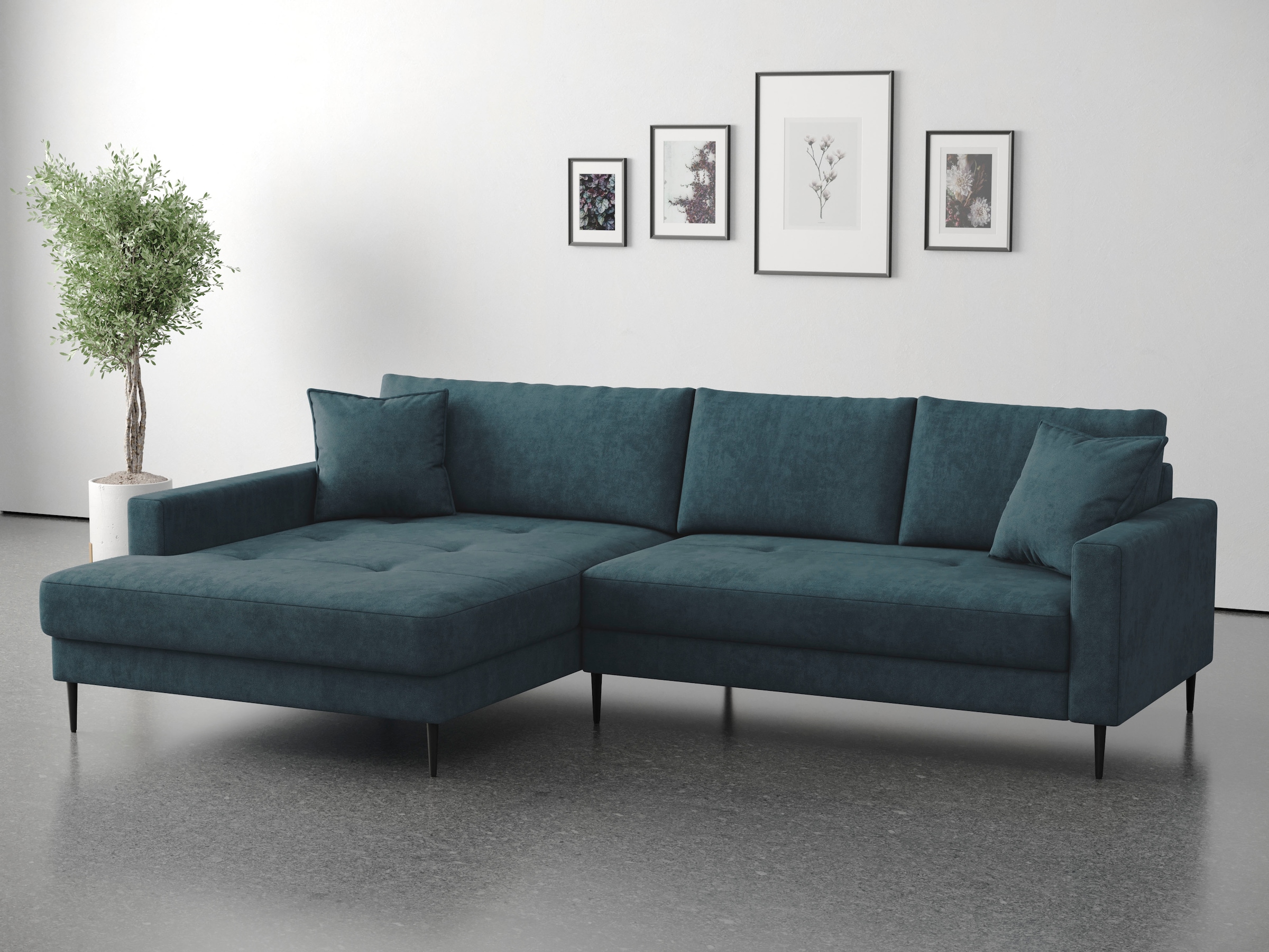 Trends by HG Canapé d'angle »Summer« tissu de qualité avec pied en métal élégant