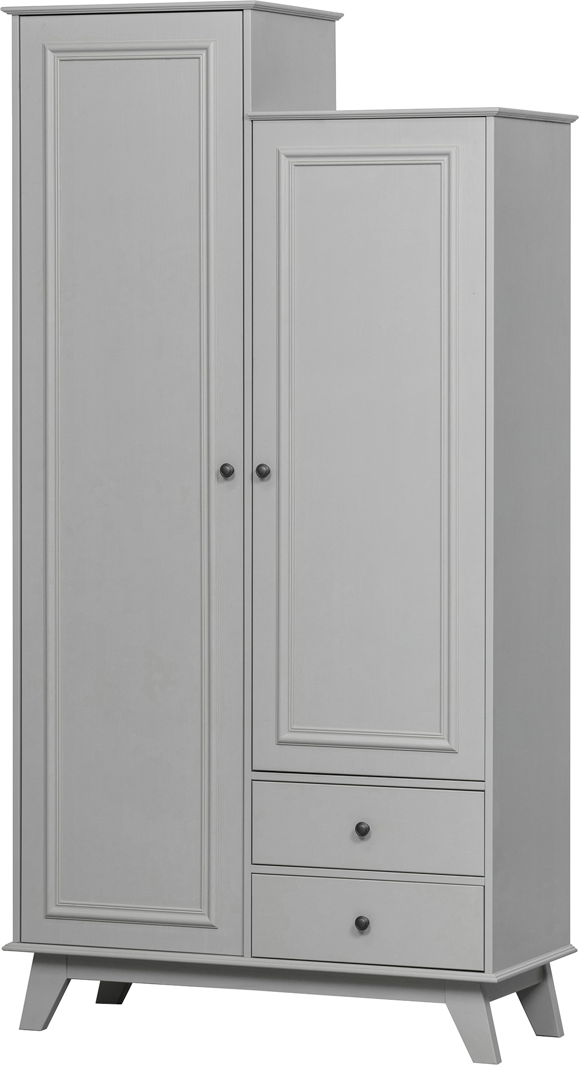 WOOOD Garderobenschrank »Lily mit FSC® Massivkiefer und asymmetrischer Höhe B98 x T41 x H190 cm« Mit Metallknöpfen Tragkraft 10 kg pro boden wasserbasierter Schutzlack