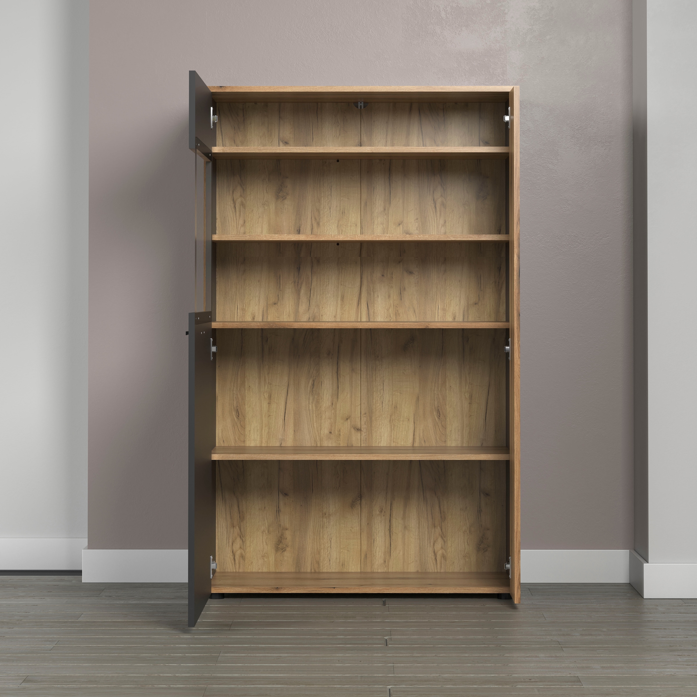 Home affaire Buffet haut »Estepona« 1 cuis tlg. Highboard avec 2 portes - (L/P/H) 90/42/146 cm