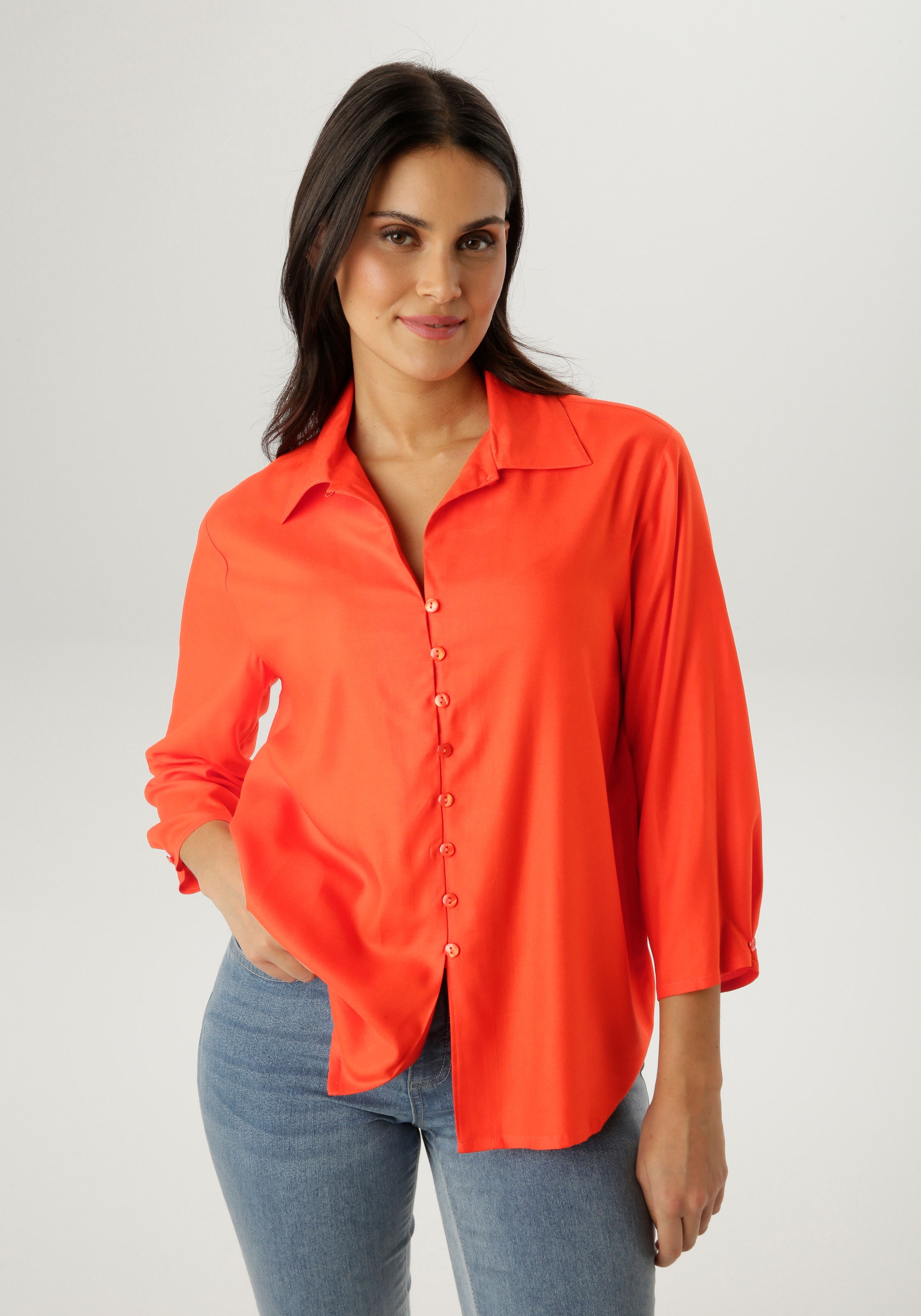 Aniston SELECTED Hemdbluse mit Hemdkragen und 3/4-langen Ärmeln - NEUE KOLLEKTION