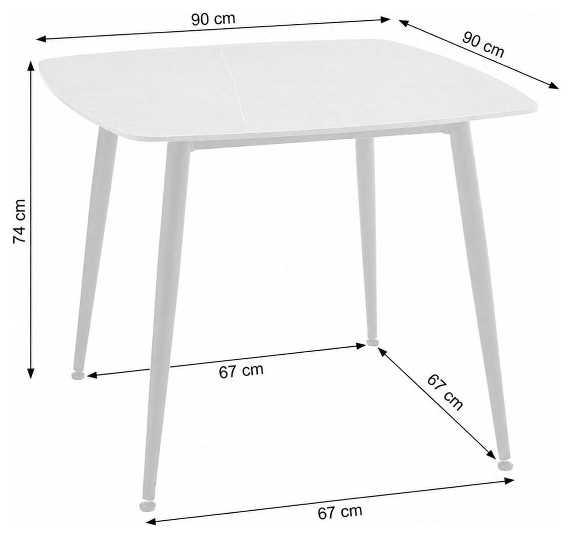 GOODproduct Ensemble de salle à manger »Nora« Ensemble, 5 tlg. avec 4 chaises confortables, table à manger en pierre frittée aspect céramique