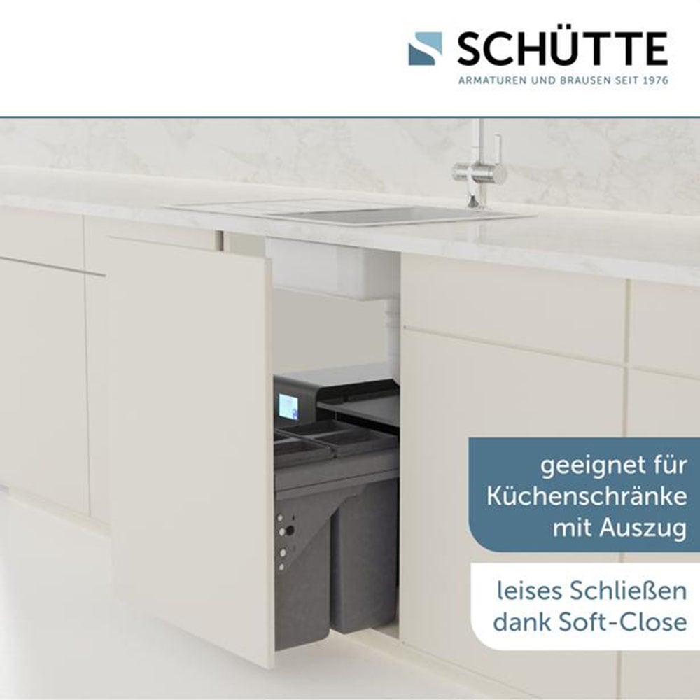 Schütte Système de tri des déchets »Aquastar« 2 Behälter à encastrer, 60cm, 2 compartiments, tiroir, couvercle