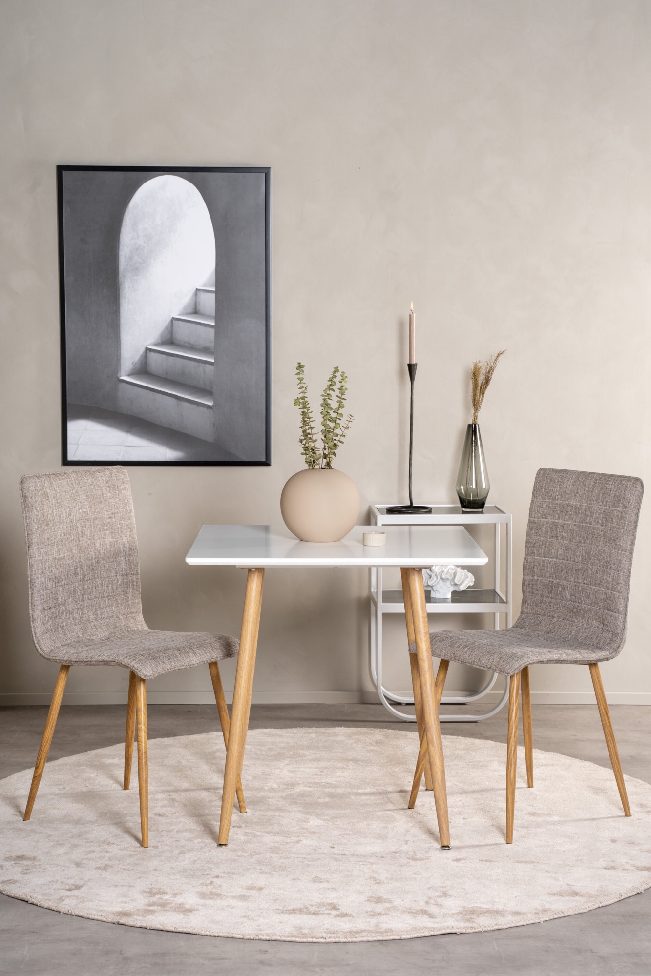 Venture Home Esstisch »Polar, runder Esstisch in Eichenholz-Optik, modern, Ø 90 cm« Esszimmertisch, MDF, Stahlbeine, quadratisch, kompakt, modern