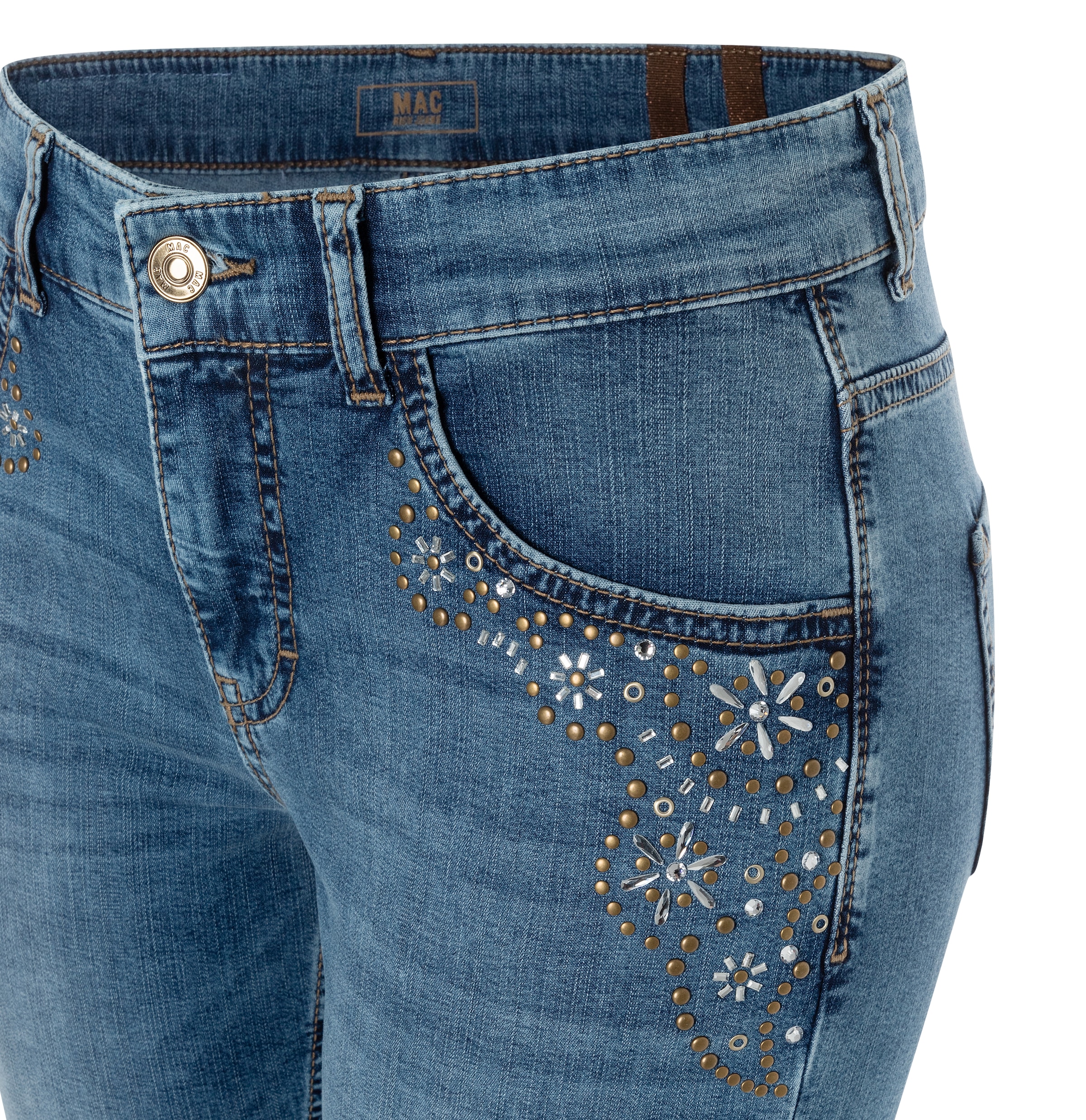 MAC Jeans slim »RICH SLIM 7/8 flower«, mit Schmucksteinen