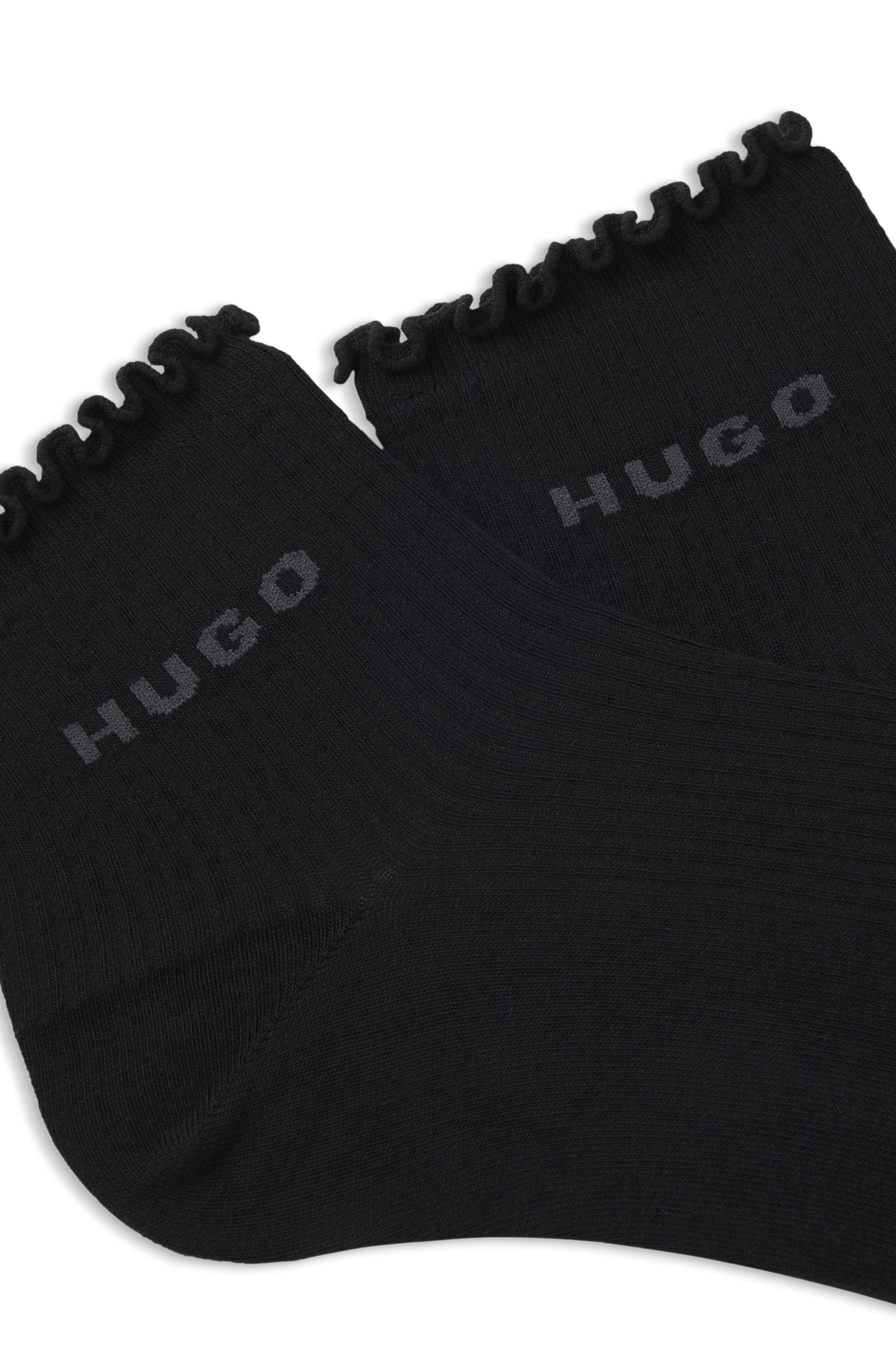 HUGO Underwear Chaussettes courtes mit gewellter Kante, Rippstruktur