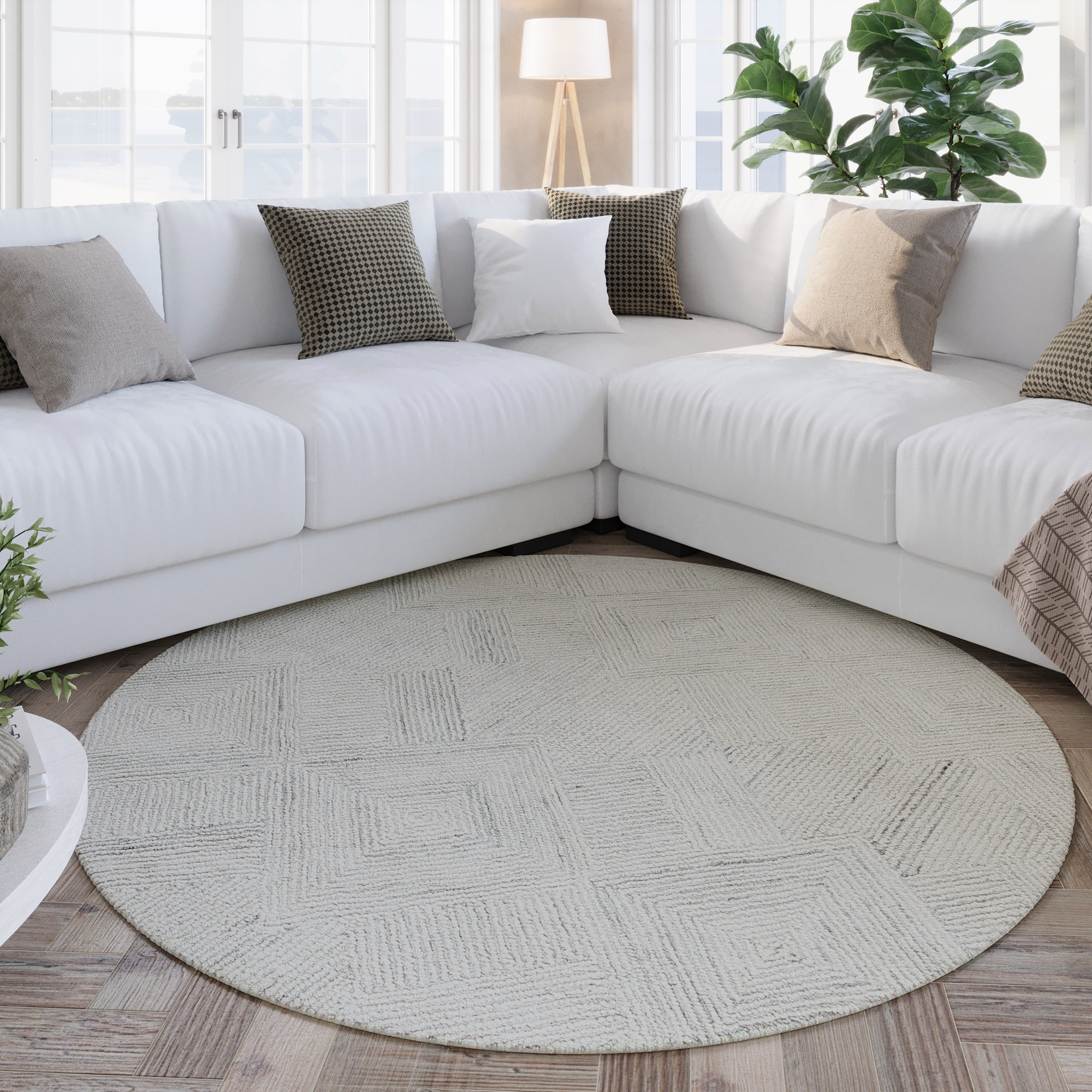 Wecon home Teppich »Hamptons THIRTYTHREE« rund 15 mm Höhe Fasermix, Kurzflor, Wohnzimmer, elegant, robust, geometrisches Design