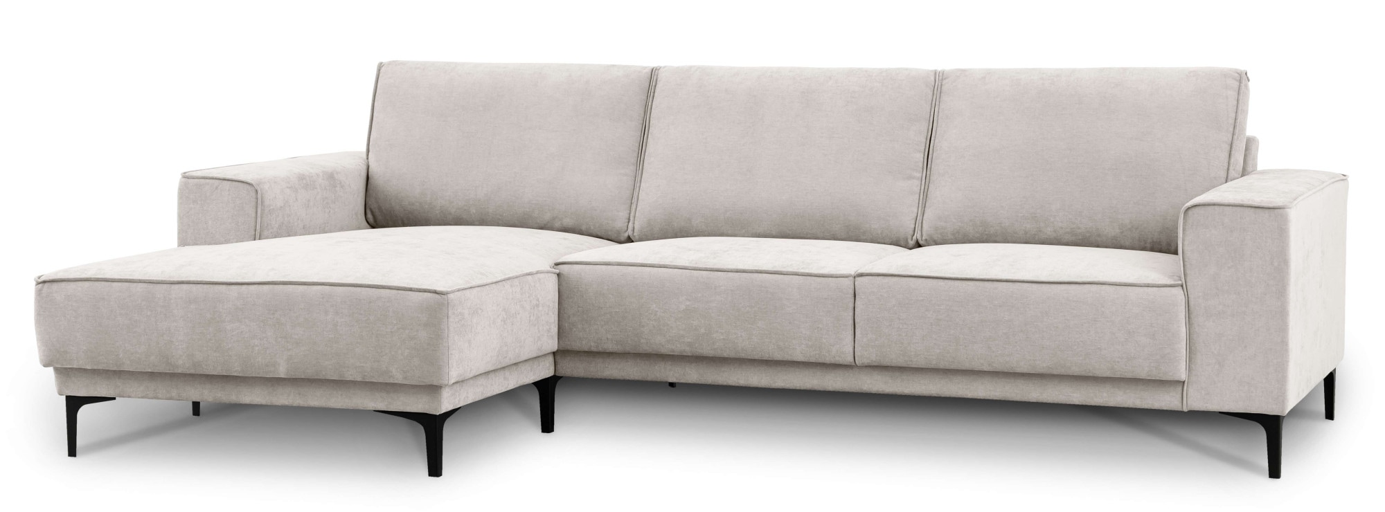 PLACES OF STYLE Ecksofa »Polsterecke Oland, Struktur, Flachgewebe, Luxus-Microfaser, Boucle« L-Form, 280 cm, Wellenunterfederung, Skandi-Design, Metallfüsse
