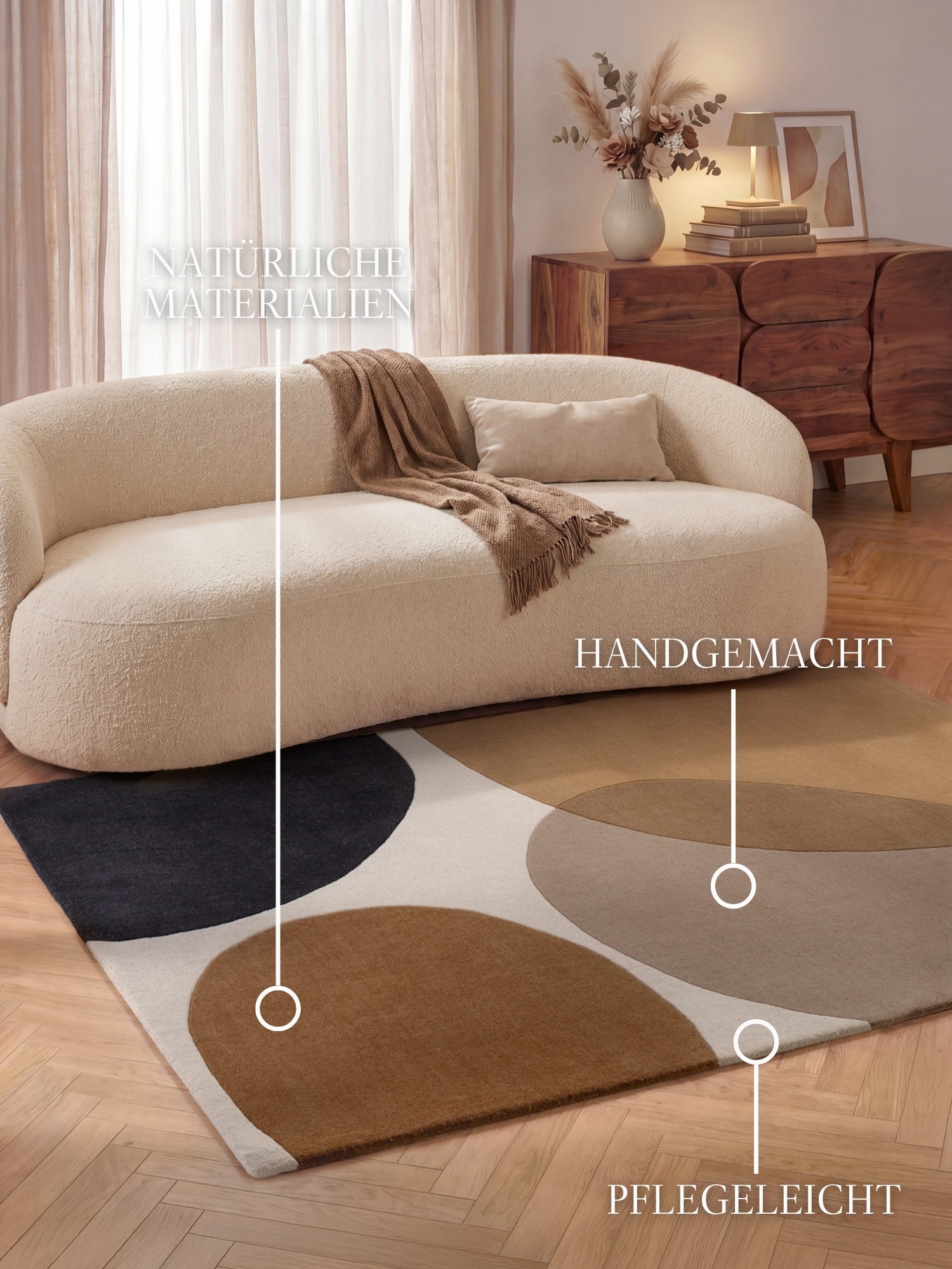 Villeroy & Boch Wollteppich »Ruvia« rechteckig 17 mm Höhe Wolle, Natur,Handgemacht, Abstrakt, Kurzflor, Wohnzimmer, Schlafzimmer