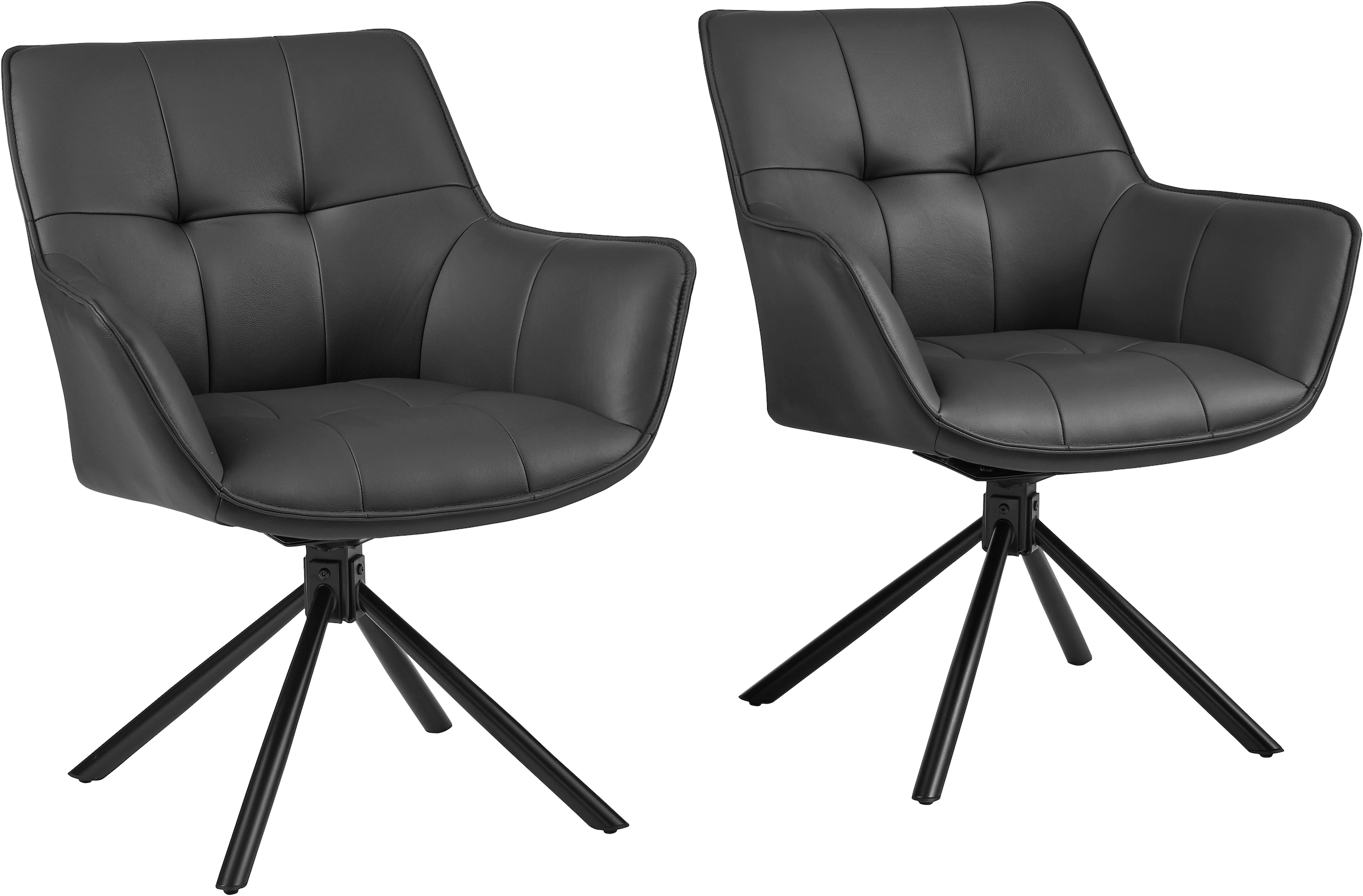 GOODproduct Drehstuhl »Lika« (Set) 2 Stk.echtes Leder, 360° Drehfunktion, Steppnähte, Metallgestell