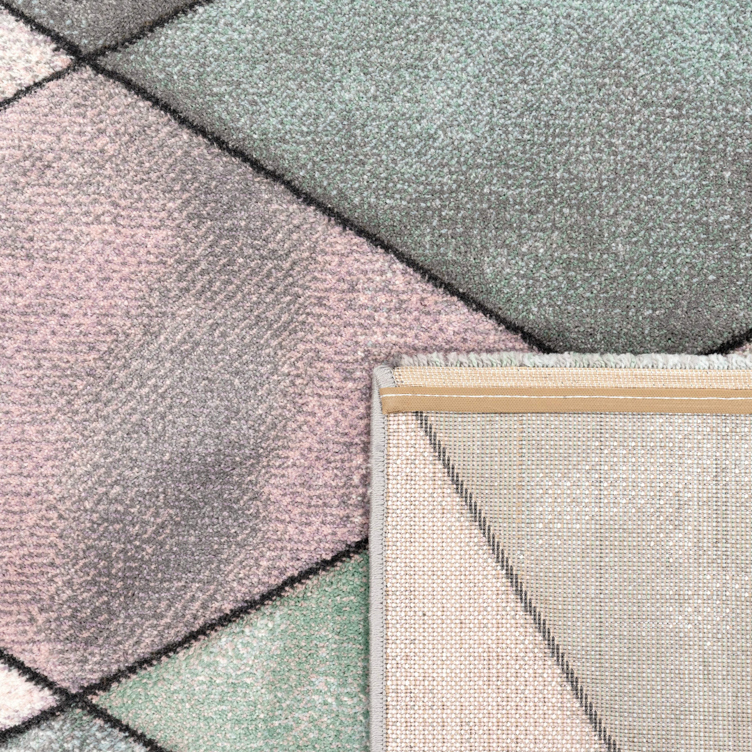 Paco Home Teppich »Lara 238« rechteckig 16 mm Höhe Kurzflor, Pastell-Farben, handgefertigter Konturenschnitt