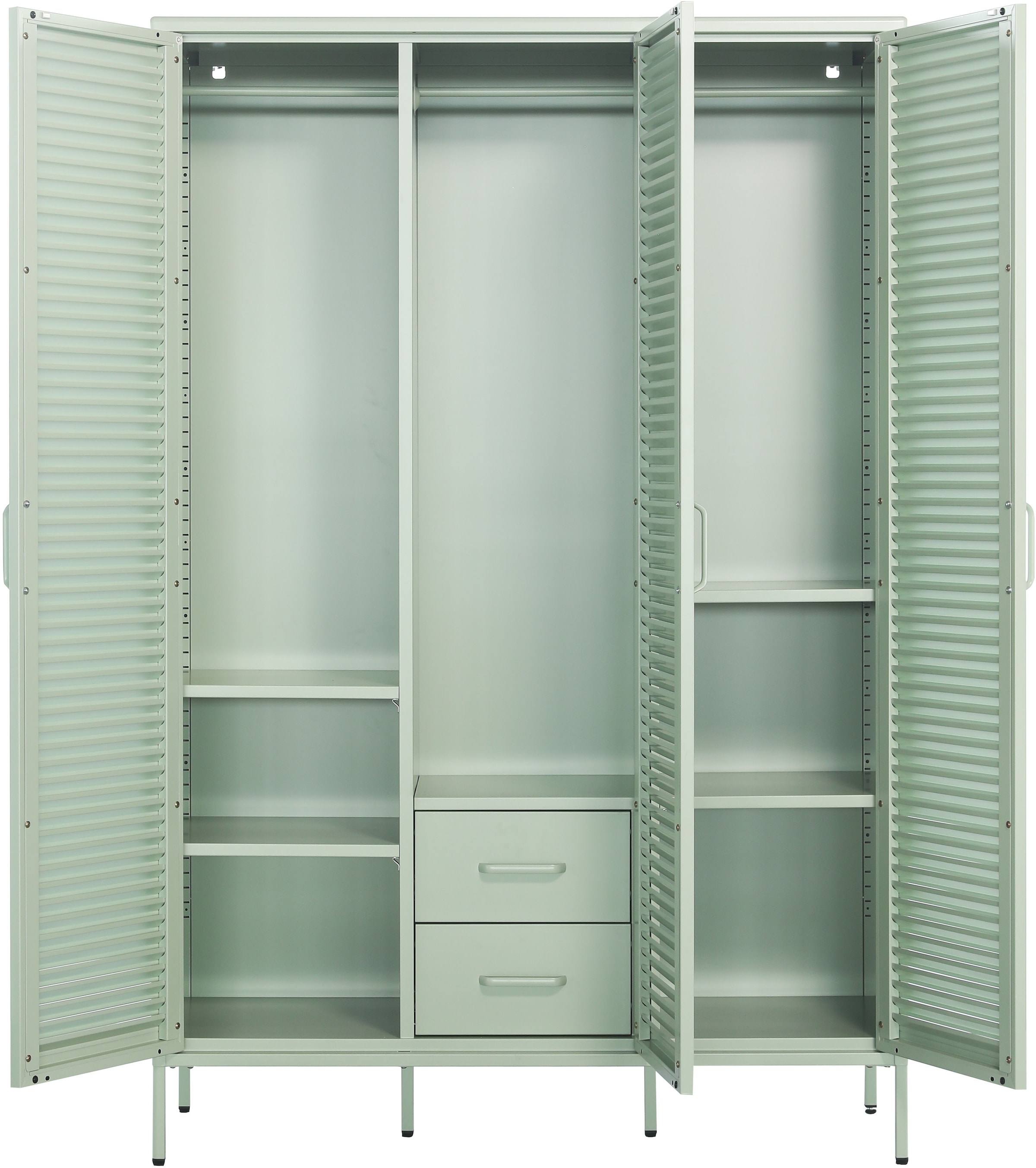 GOODproduct Kleiderschrank »GERRON Kleiderschrank Metallschrank Spind« Schlafzimmerschrank mit 3 Türen , grün salbei, Breite 120cm