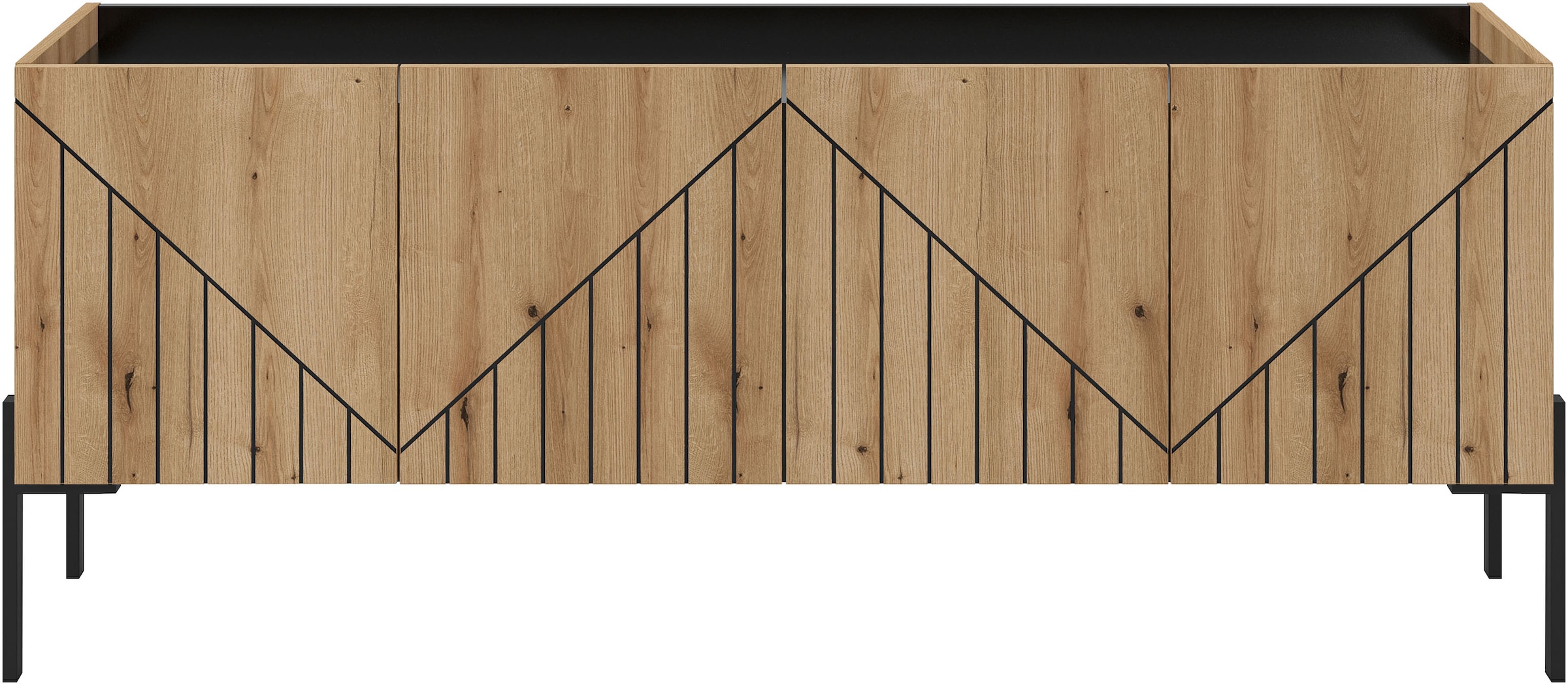 Home affaire Lowboard »SNETT, Breite: 155cm, mit Metall-Stabfüssen, 4 Türen, 2 Einlegeböden« TV-Lowboard, Mediaschrank, Mediaboard, TV-Schrank, Schrank, Board