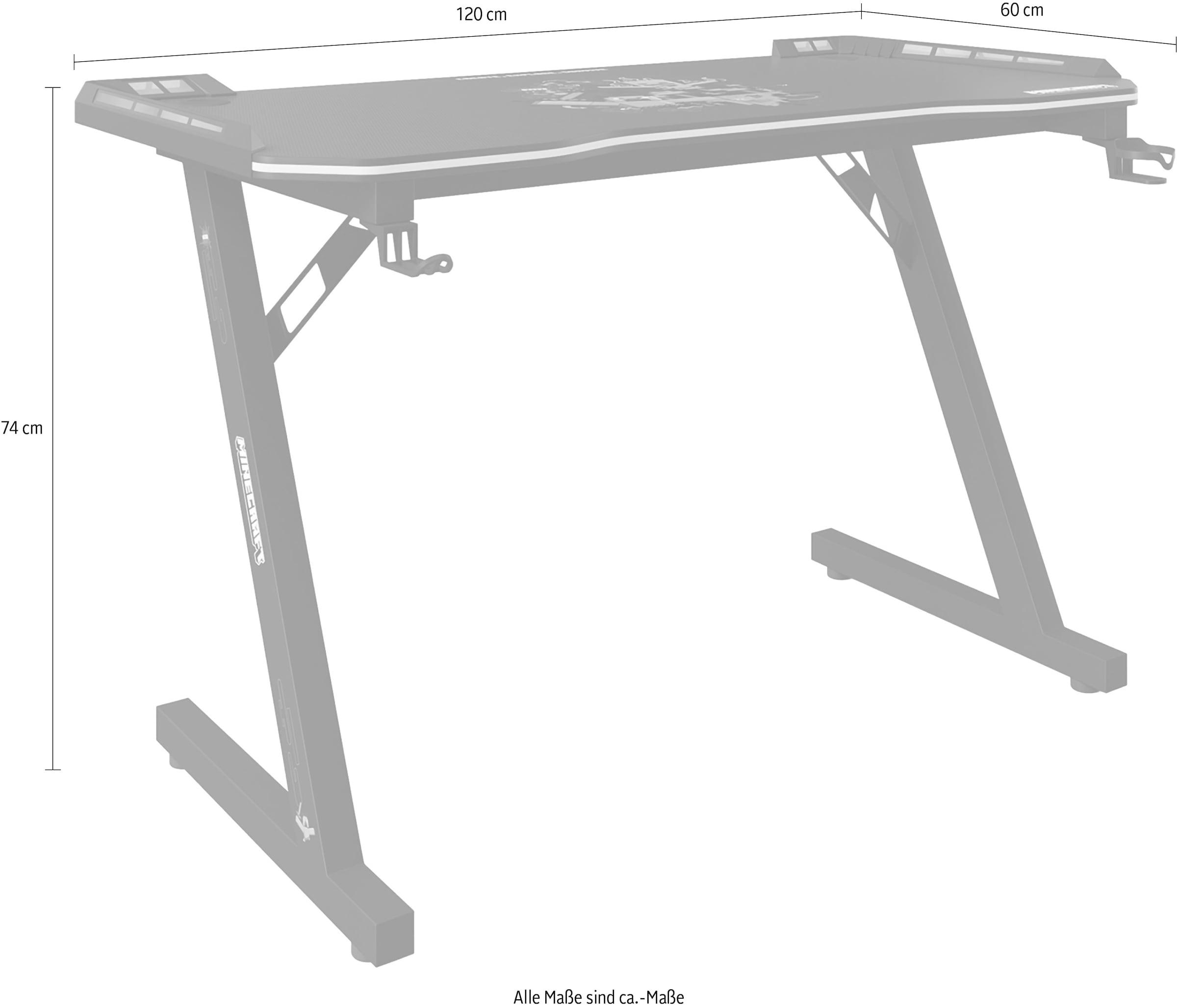 Phoenix Table de gaming incl. éclairage LED RGB
