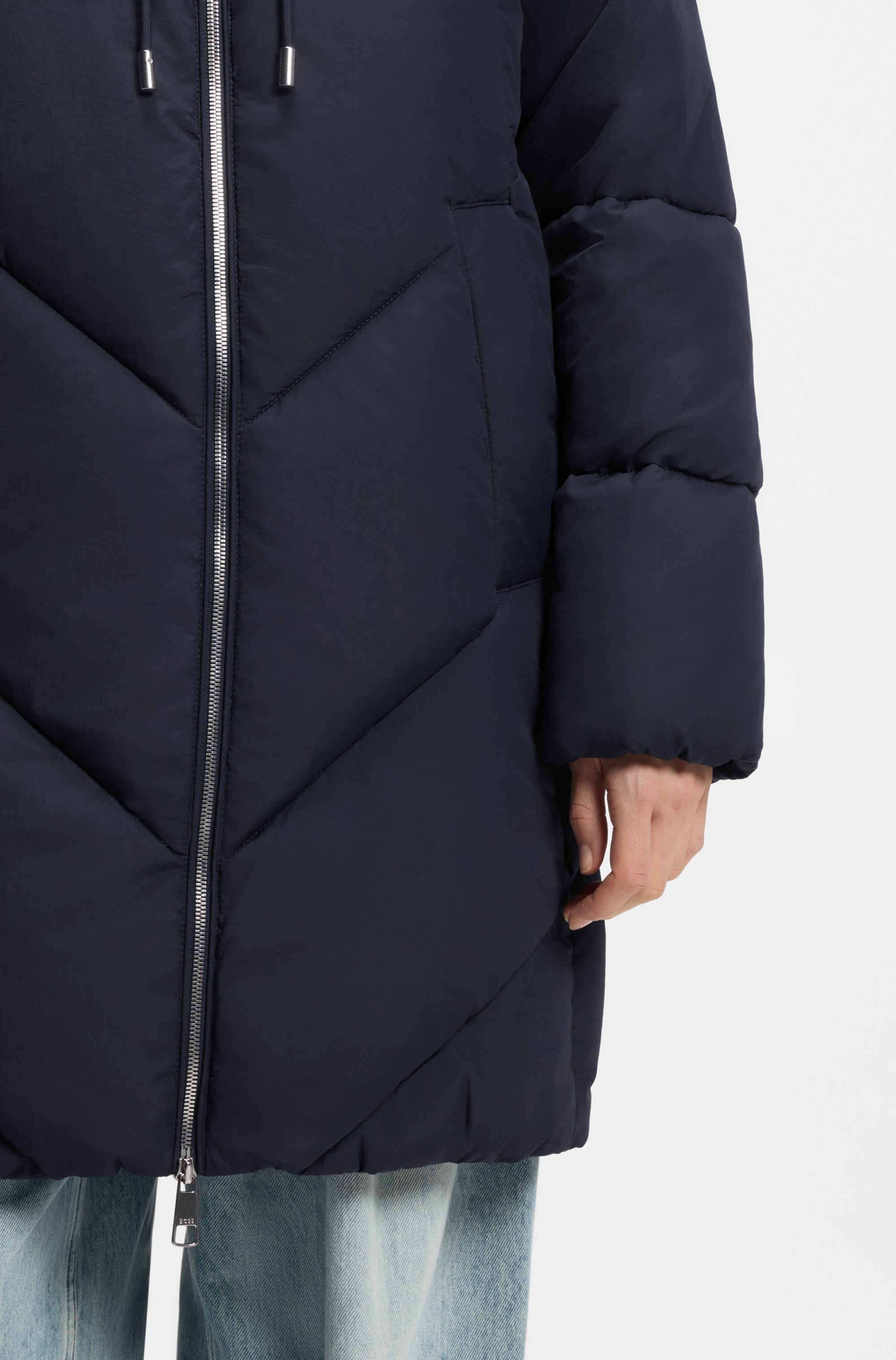 BOSS ORANGE Manteau matelassé »Piapolly Premium Damenmode« mit Kapuze, Chevron-Steppung