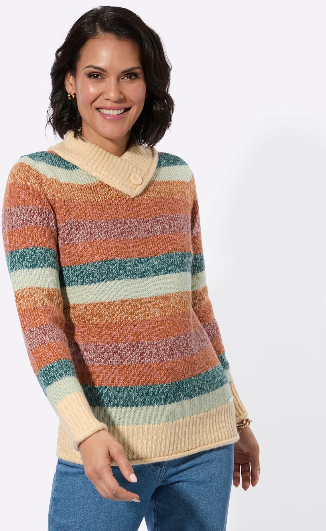 Casual Looks Pull col V »Stehkragen-Pullover«
