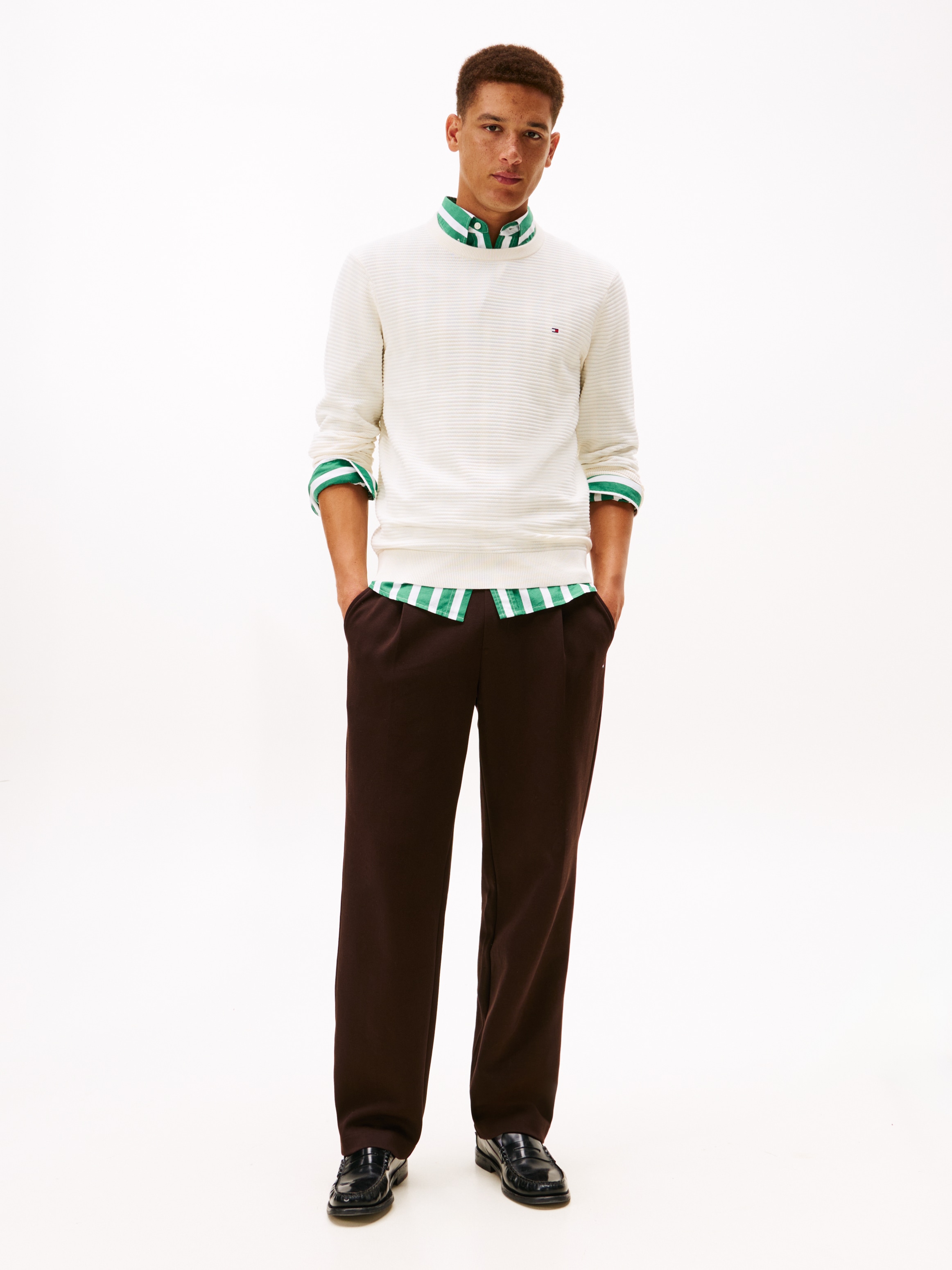 Tommy Hilfiger Pull à col rond »SEASONAL STRUCTURE« avec structure, encolure ronde, coupe régulière
