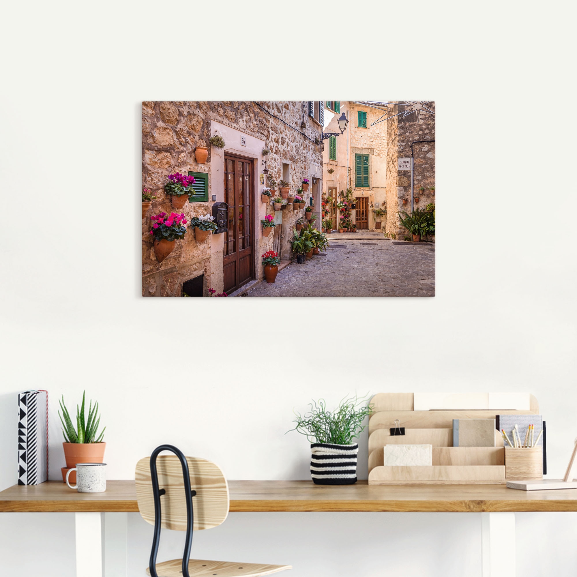 Artland Leinwandbild »Altstadtgasse in Valldemossa II« Mallorca 1 Stk. tlg. auf Holzrahmen gespannt