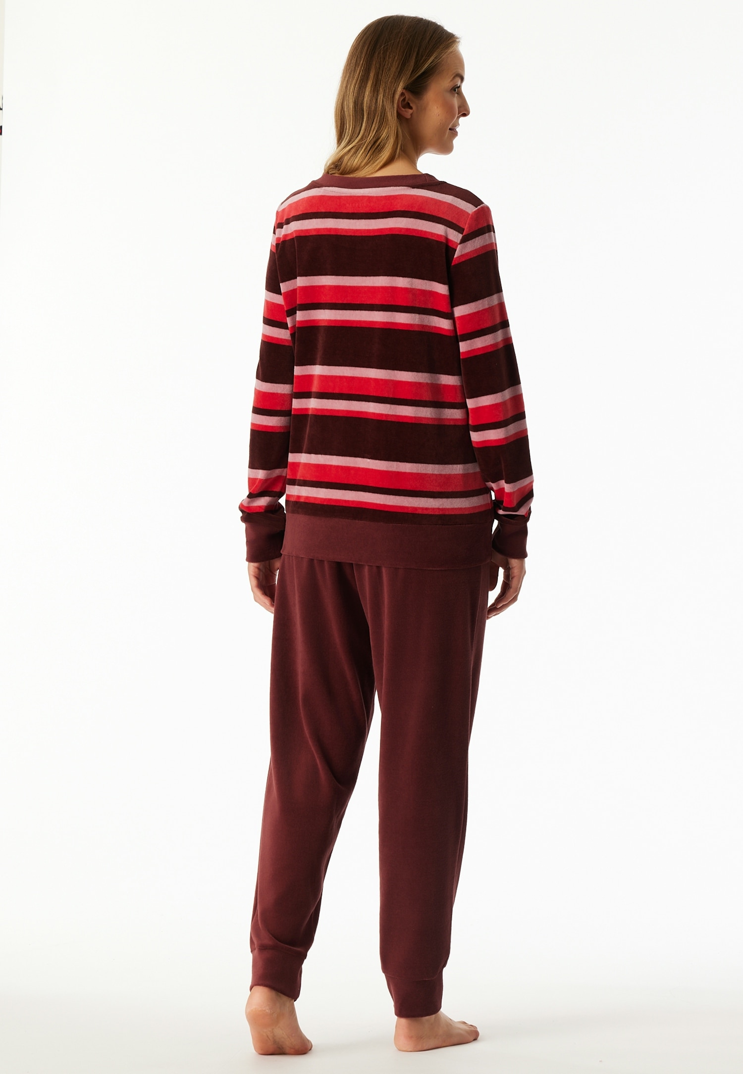 Schiesser Pyjama »Comfort Nightwear« Baumwollmischung, Rundhals-Ausschnitt, langärmelig, Velour-Qualität