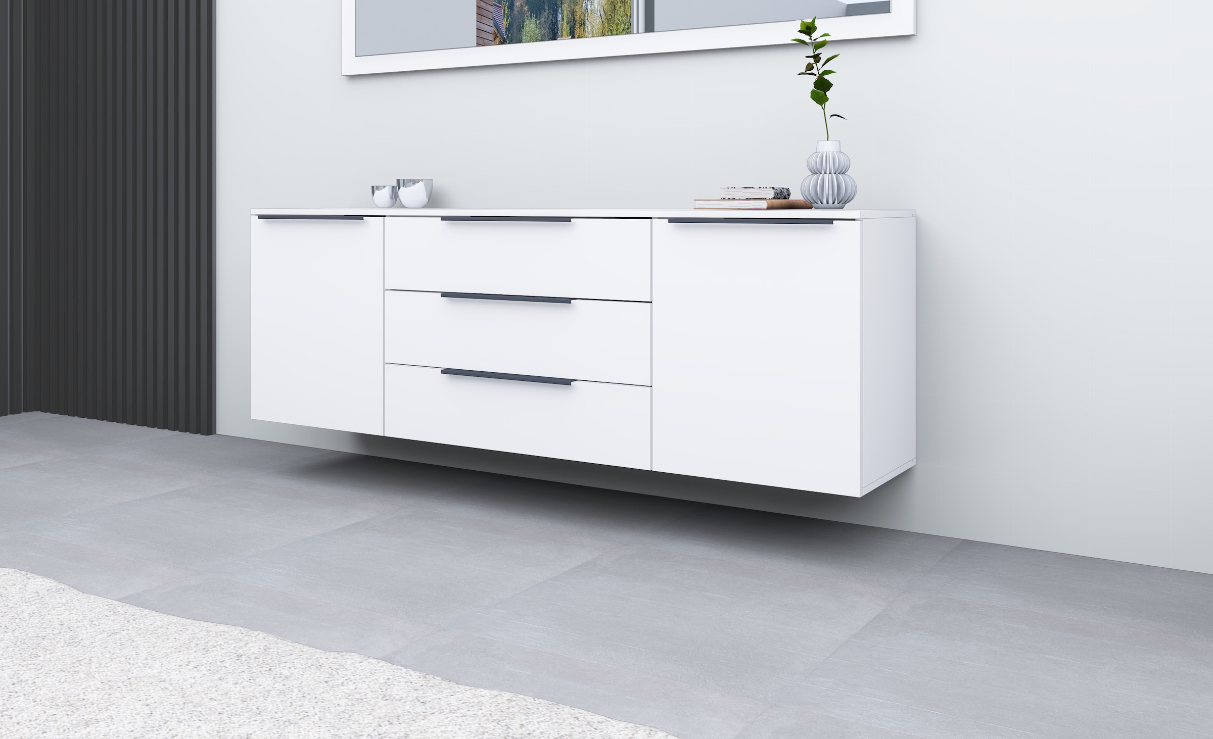 borchardt Möbel Kommode »Tom« Alugriffleisten in graphit grau matt, höhenverstellbare Einlegeböden