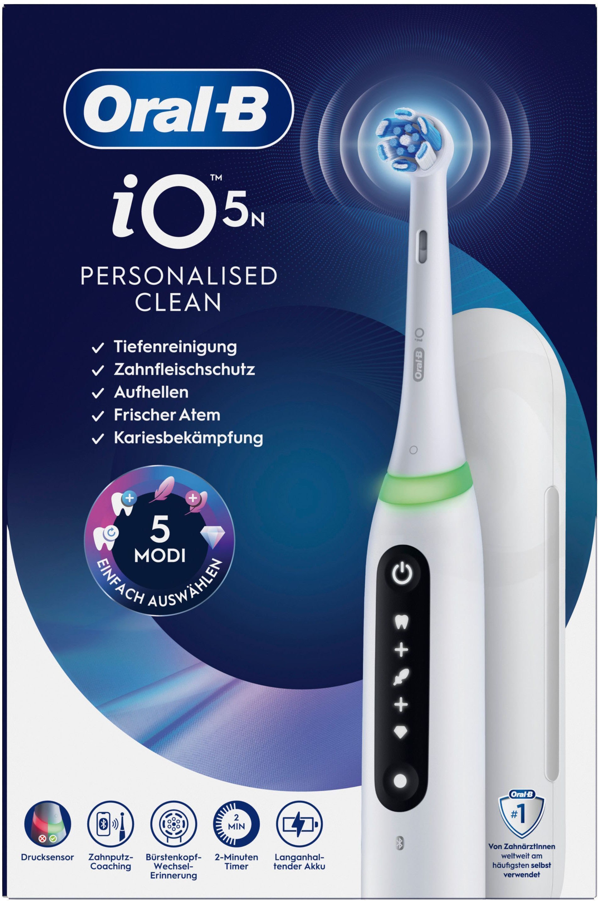 Oral-B Brosse à dents électrique »Oral-B iO Series 5« 1 cuis Aufsteckbürsten Batterie longue durée | Étui de voyage | Support pour brosse interchangeable