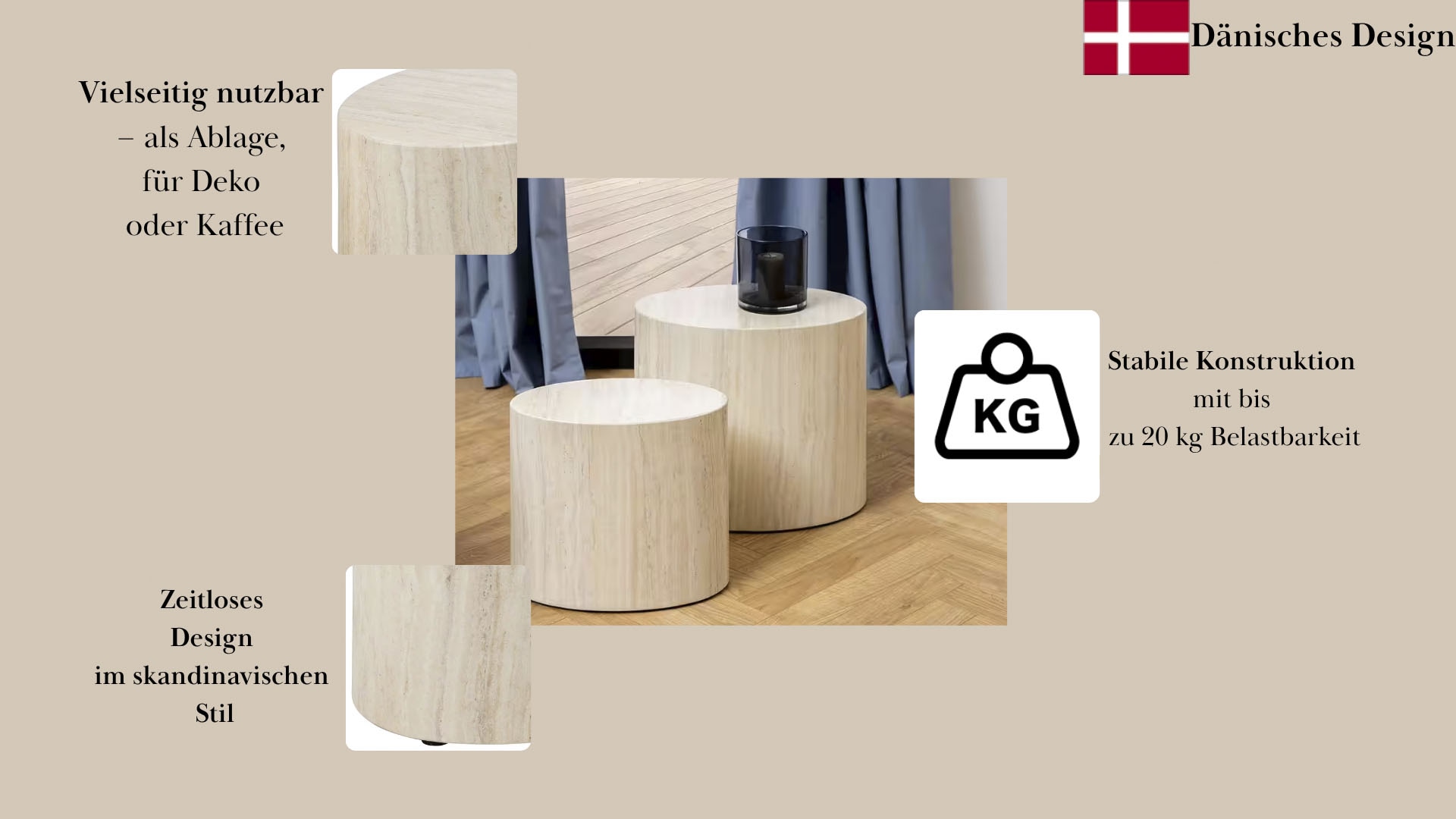 ACTONA GROUP Table basse »Mice 2er Set - oval, skandinavisch & modern, pflegeleicht, Komplettset« Table basse, table d’appoint,  forme ovale moderne (set de 2), en différentes couleurs, facile d'entretien