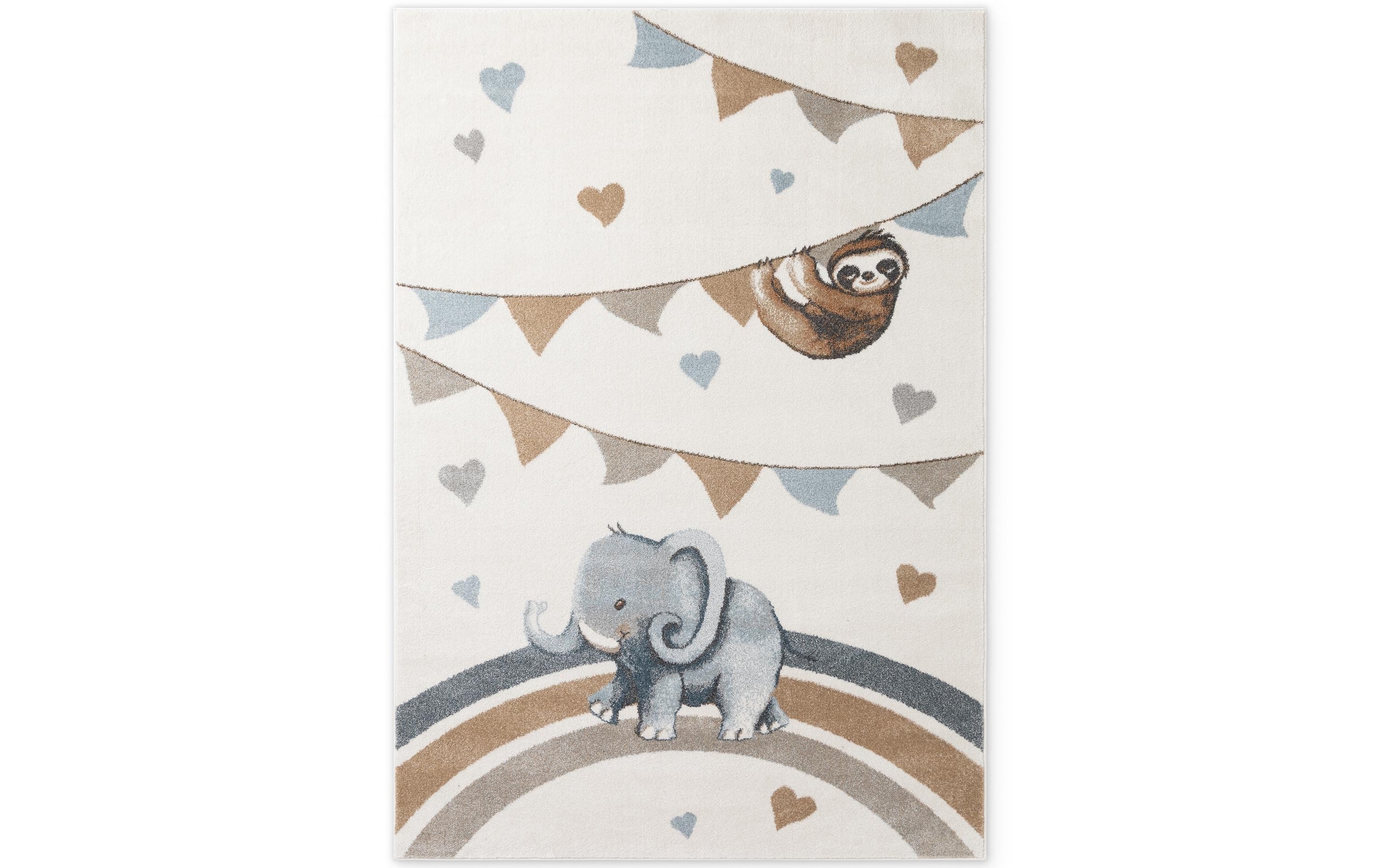 Villeroy & Boch Kinderteppich »Walk like an Elephant Rainbow Party Teppich« rechteckig 9 mm Höhe Spielteppich weich, Kinderzimmer, Boho Kids Spielunterlage, Tieremotiv