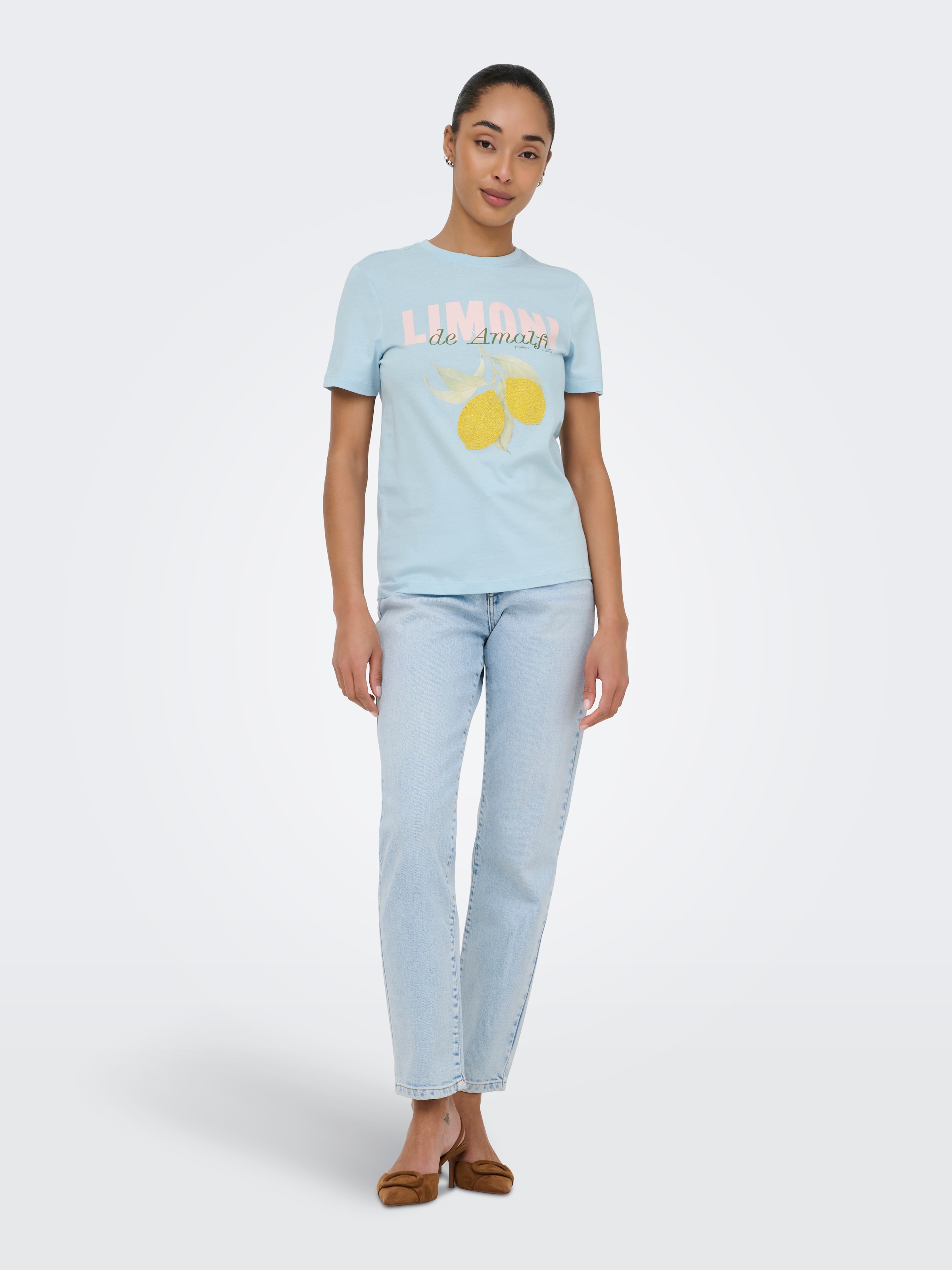 ONLY T-shirt »ONLKITA S/S PEARL TOP BOX JRS« coton, coupe régulière, col rond