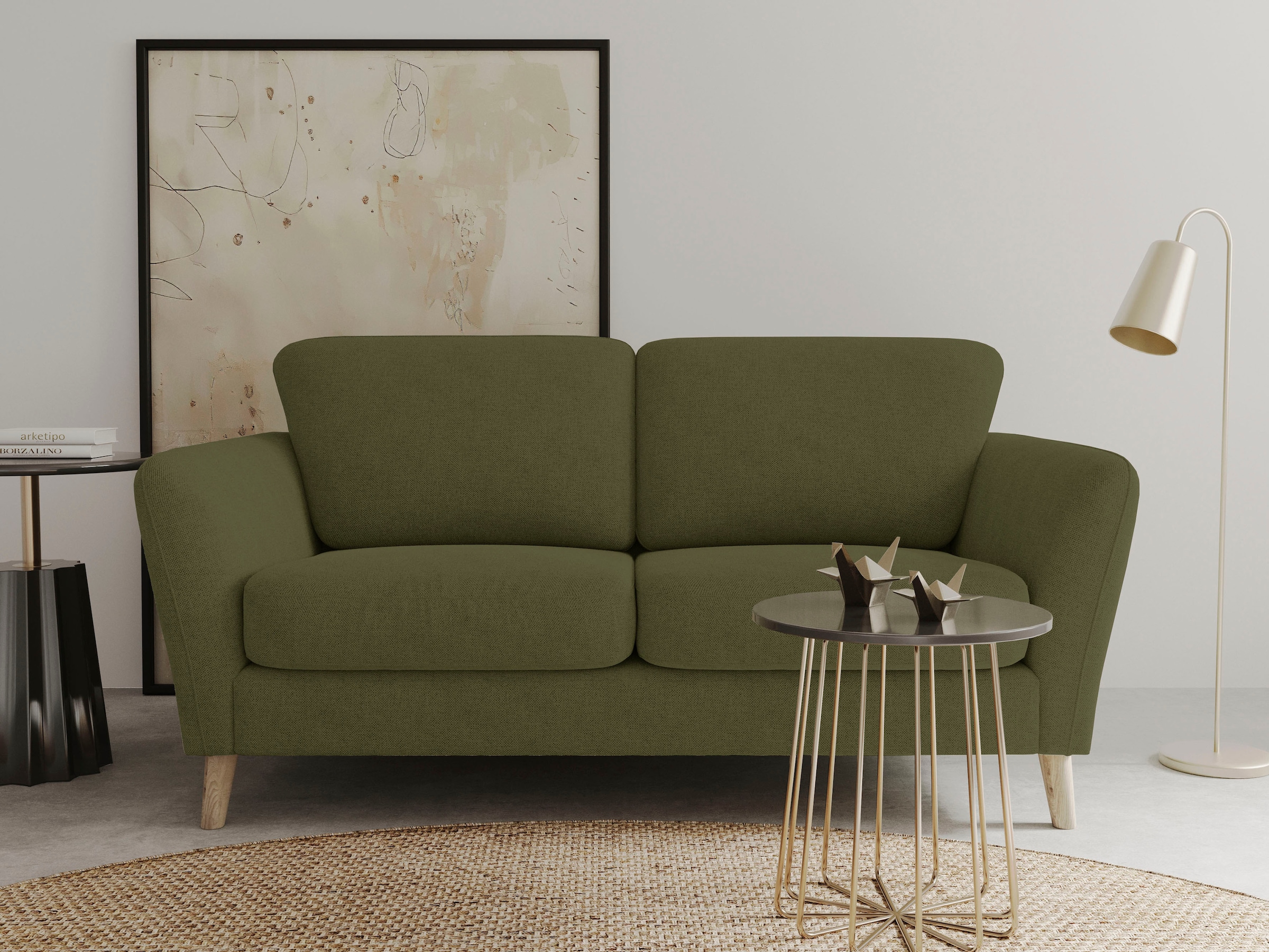 GOODproduct 2-Sitzer »MARSEILLE Kompaktsofa 170 cm, Cord, Flachgewebe, Struktur, Webstoff« mit Massivholzbeinen aus Eiche, verschiedene Bezüge und Farbvarianten
