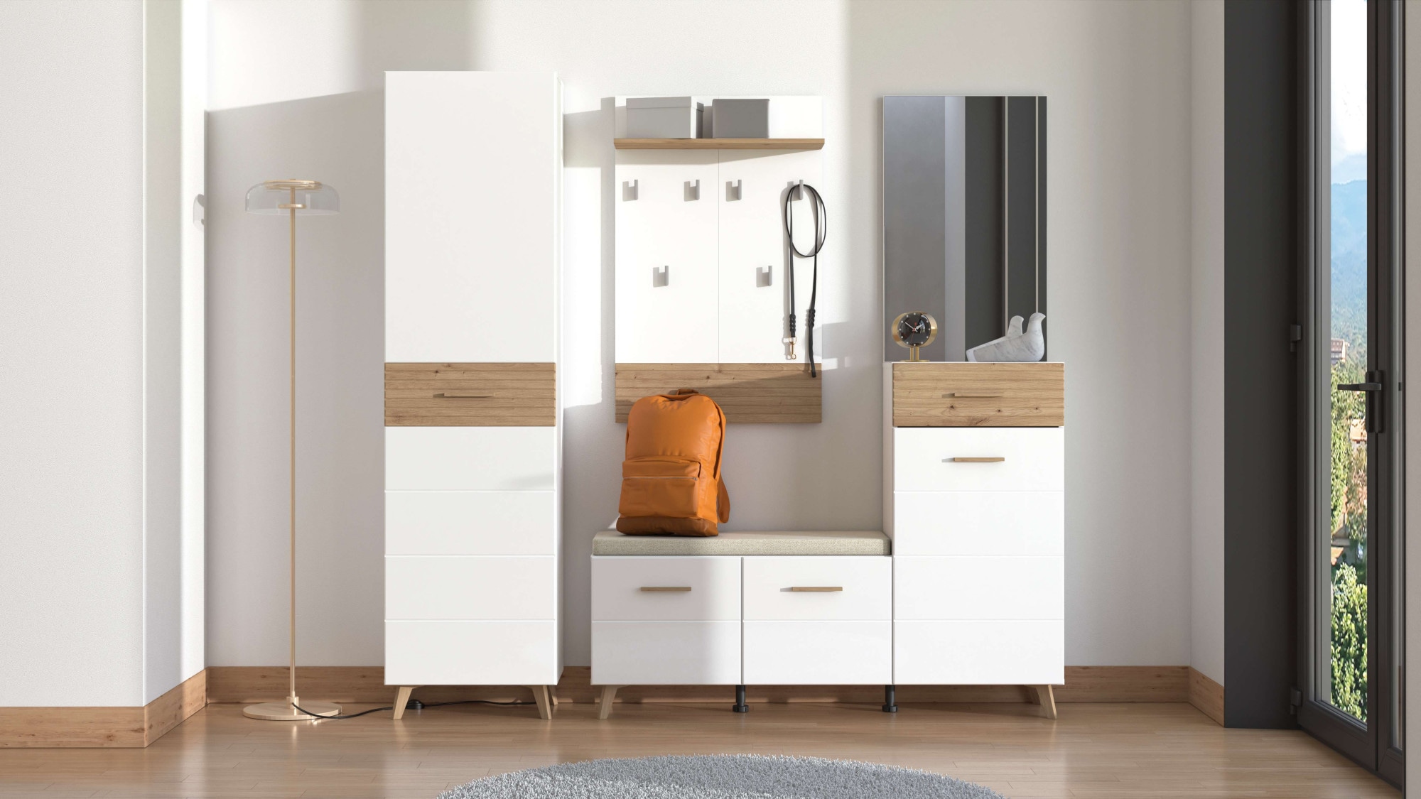 Home affaire Garderoben-Set »Sein Kompaktgarderobe, Flurgarderobe, Dielenschrank, Hochglanzfronten« Komplett-Set, 5 Stk. tlg.