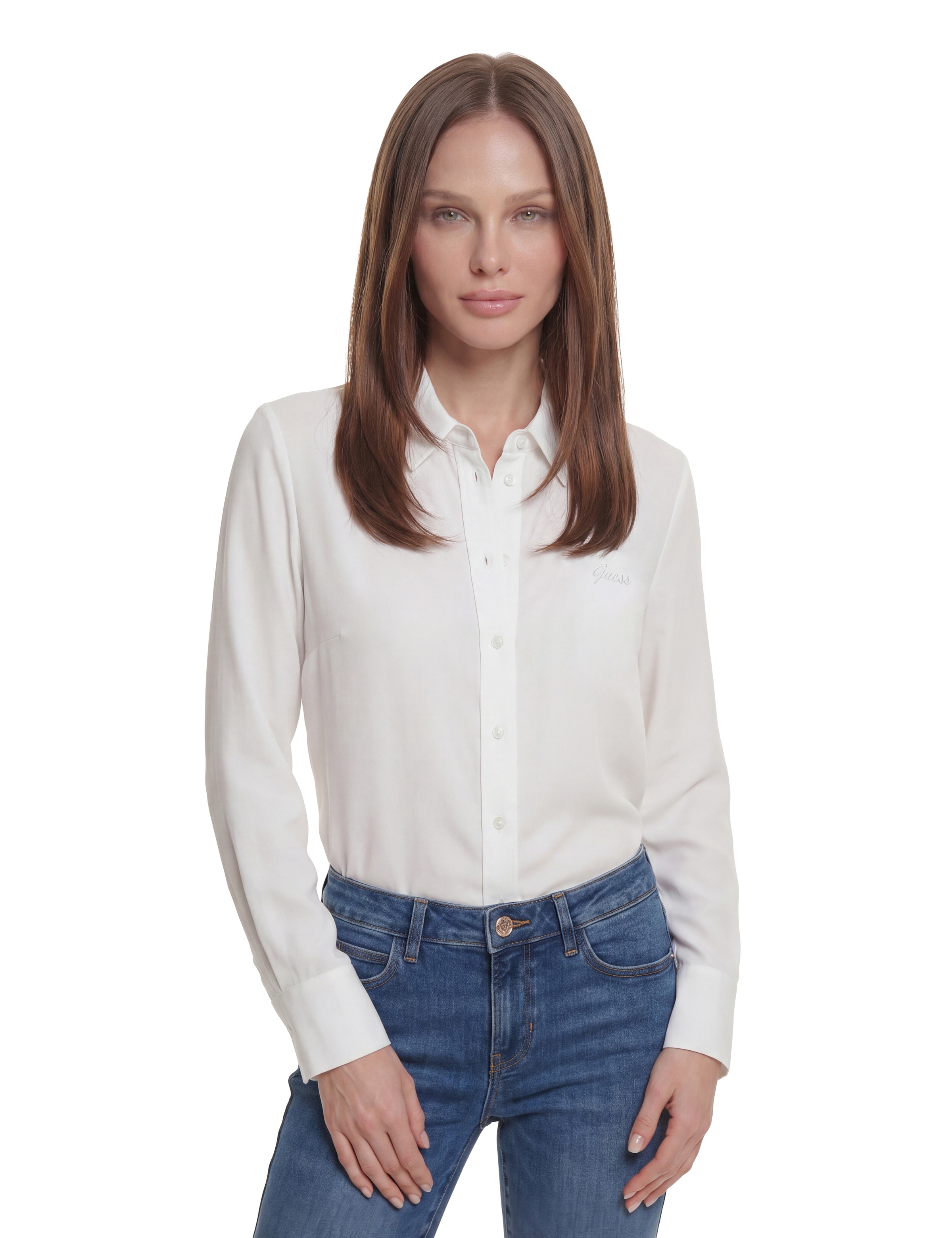 Guess Blouse chemise »NEW CATE SHIRT« mit Logostickerei, Slim Fit
